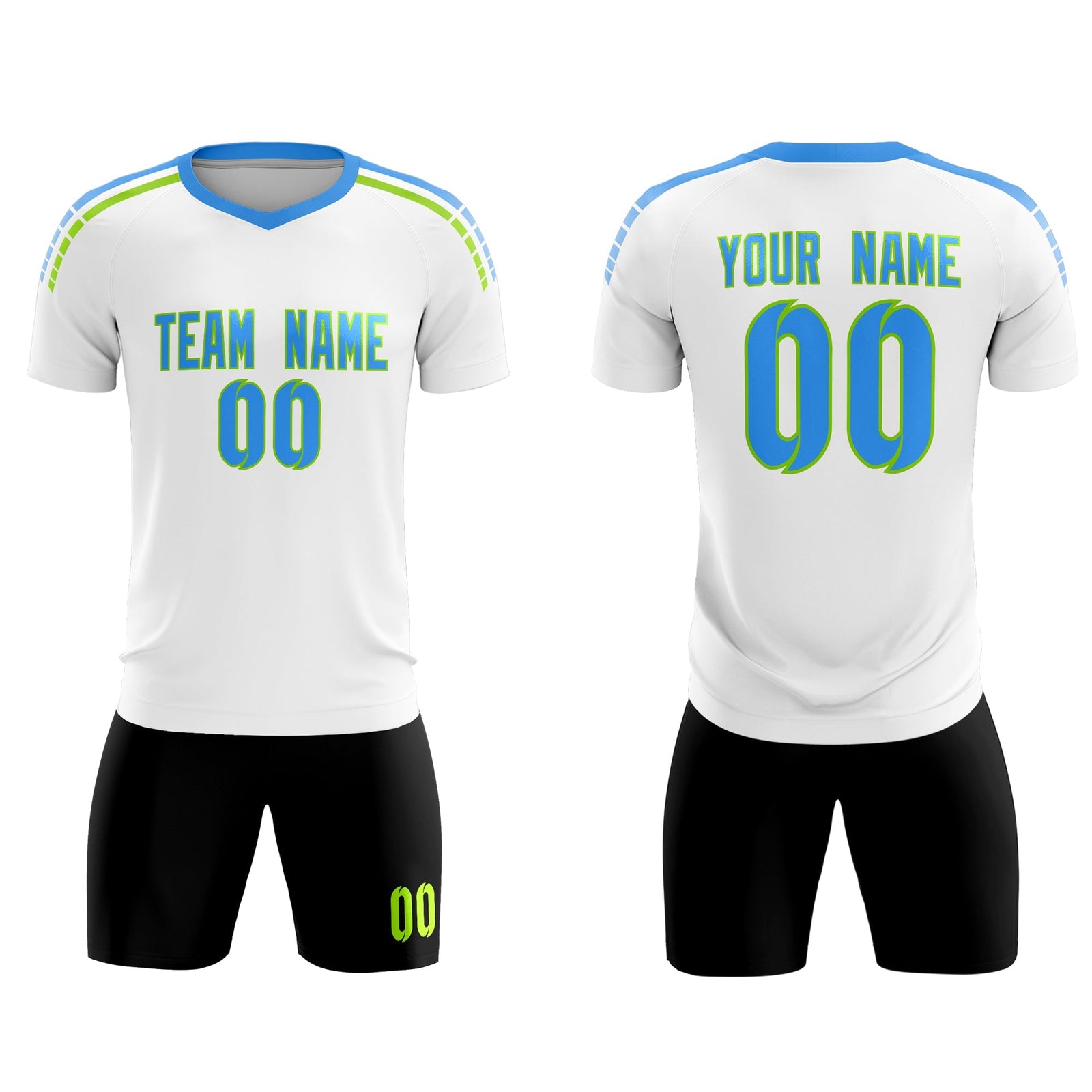 Custom White Raglan Shoulder Striped Soccer Tops/Sets Jersey