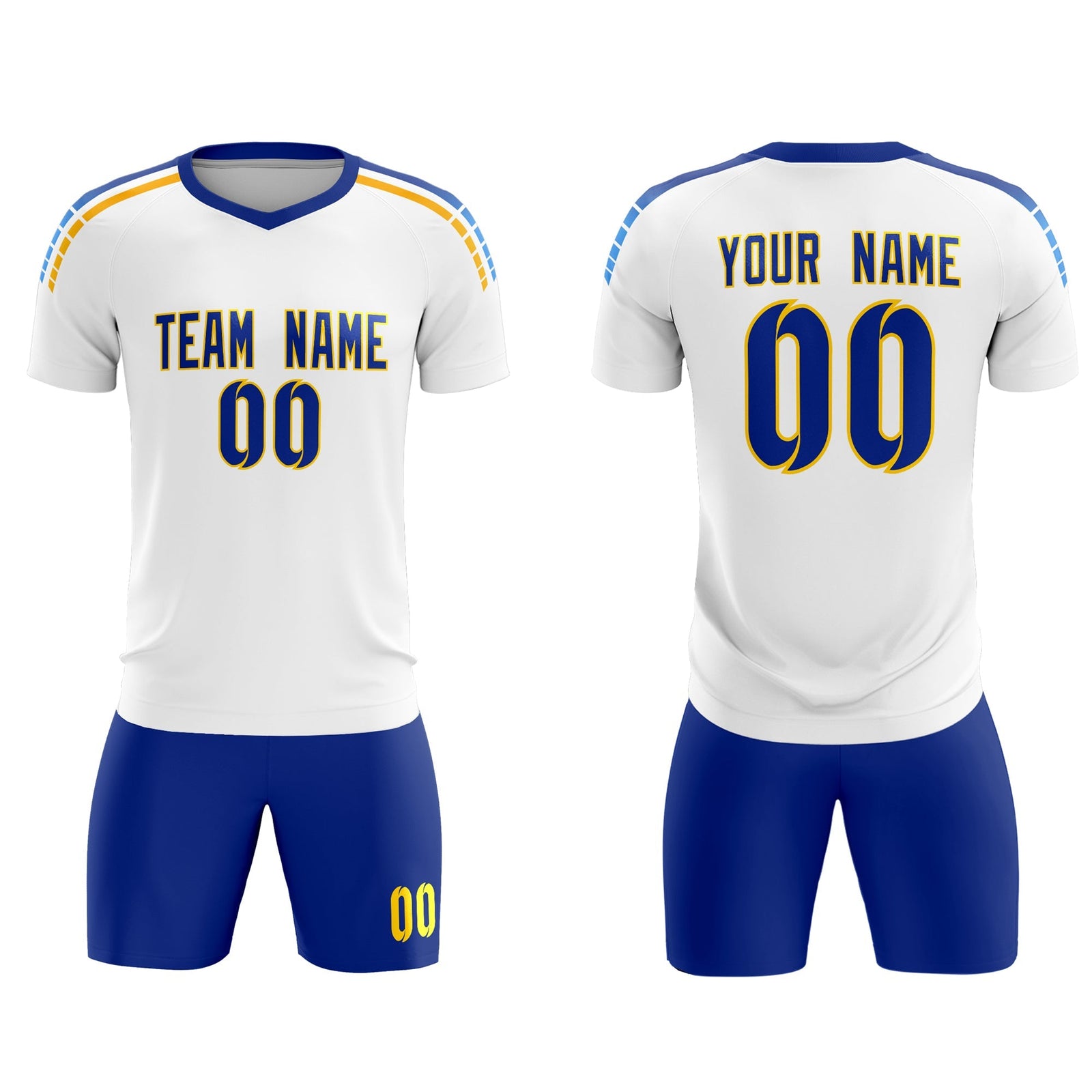 Custom White Raglan Shoulder Striped Soccer Tops/Sets Jersey