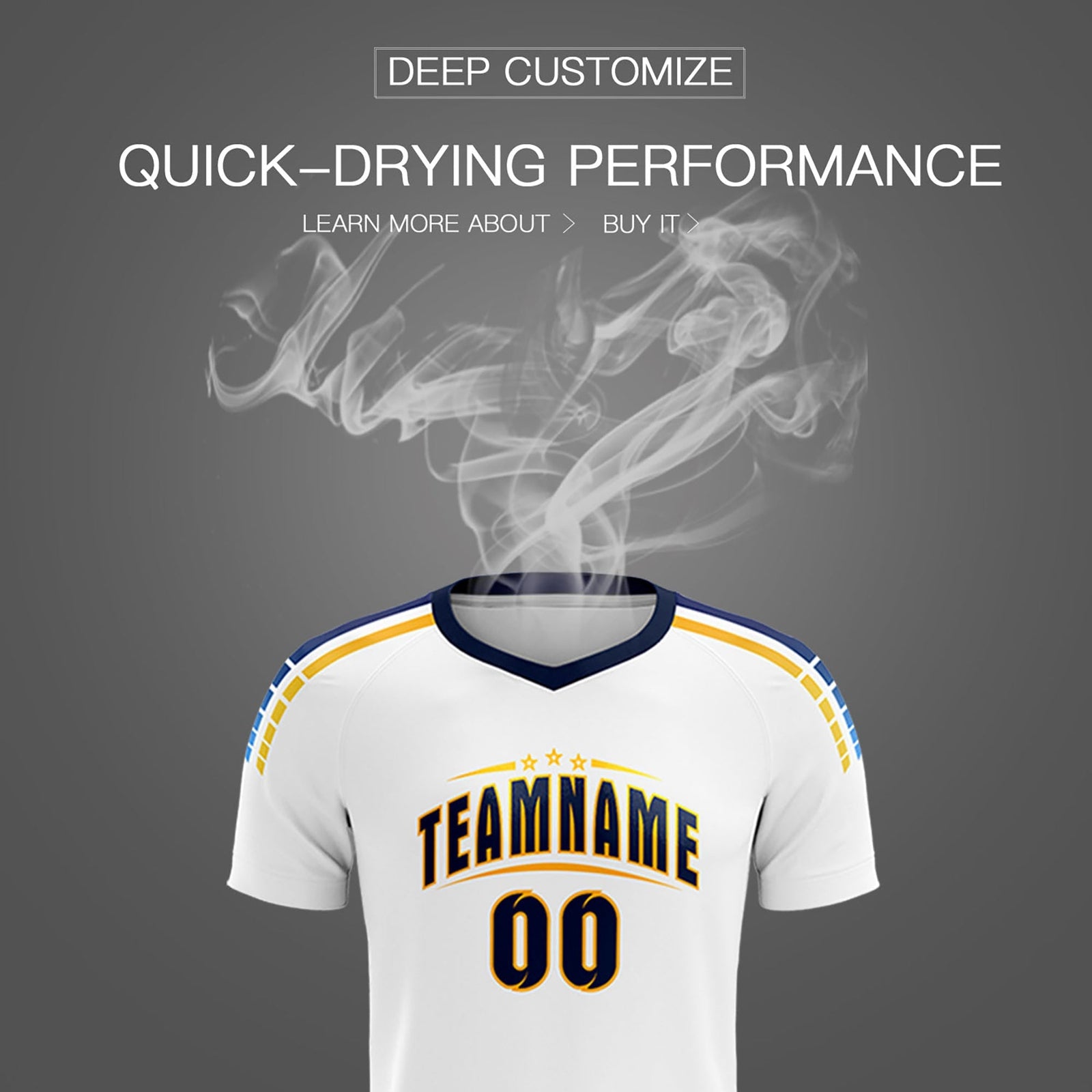 Custom White Raglan Shoulder Striped Soccer Tops/Sets Jersey