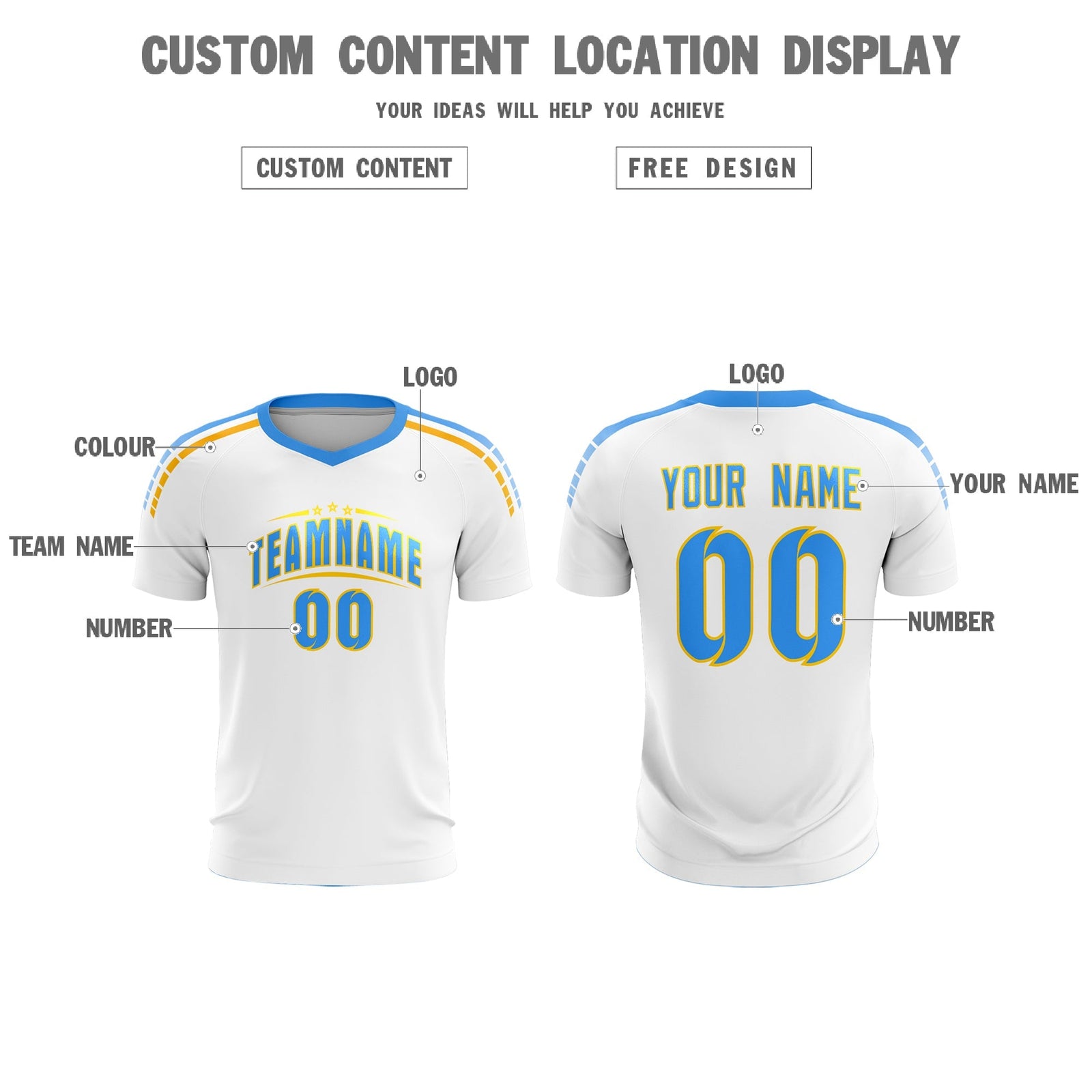 Custom White Raglan Shoulder Striped Soccer Tops/Sets Jersey