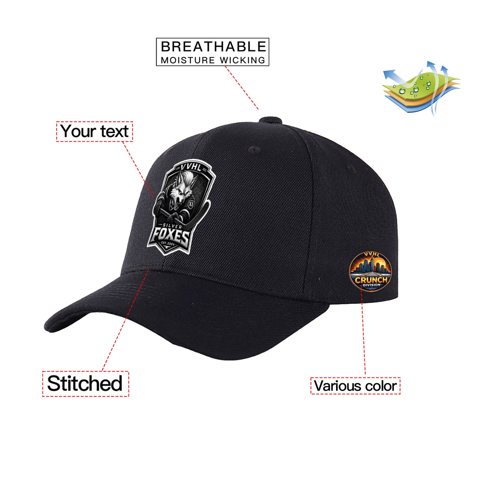 VVHL S11 Season × Silver Fox3D Puff Embroidery Flat Embroidery Baseball Cap