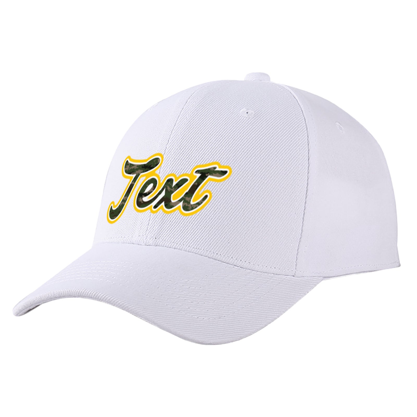 Custom White 3D Puff Embroidery Flat Embroidery Casual Sport Baseball Cap