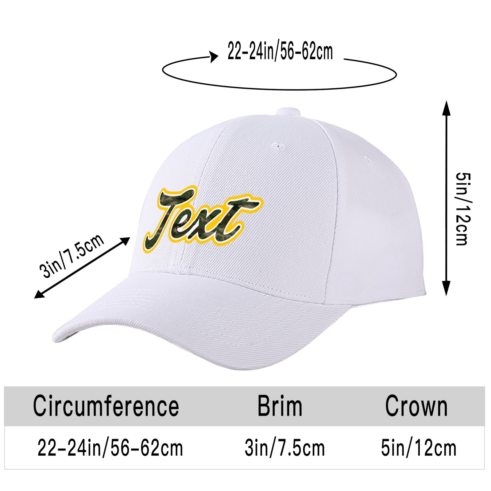 Custom White 3D Puff Embroidery Flat Embroidery Casual Sport Baseball Cap