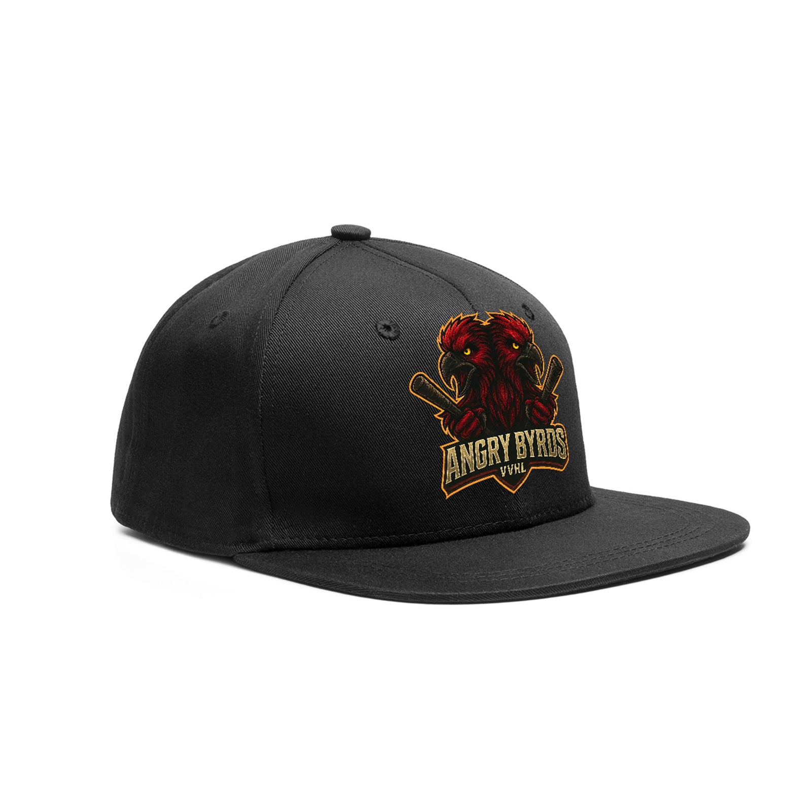 VVHL Black S7-Angry-Byrds-2 3D Puff Embroidery Flat Embroidery Baseball Cap