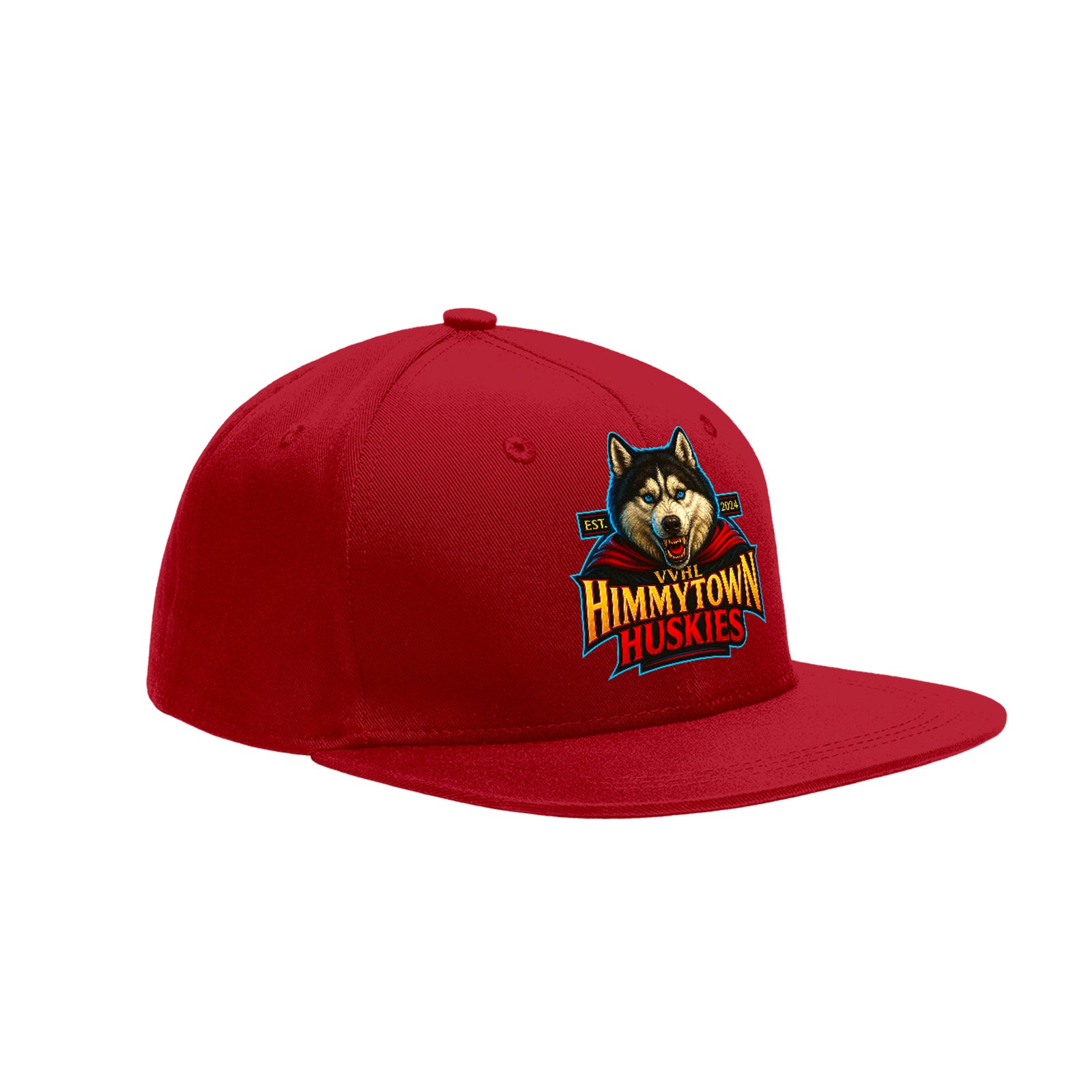 VVHL Red S7-Himmytown-huskies-1 3D Puff Embroidery Flat Embroidery Baseball Cap