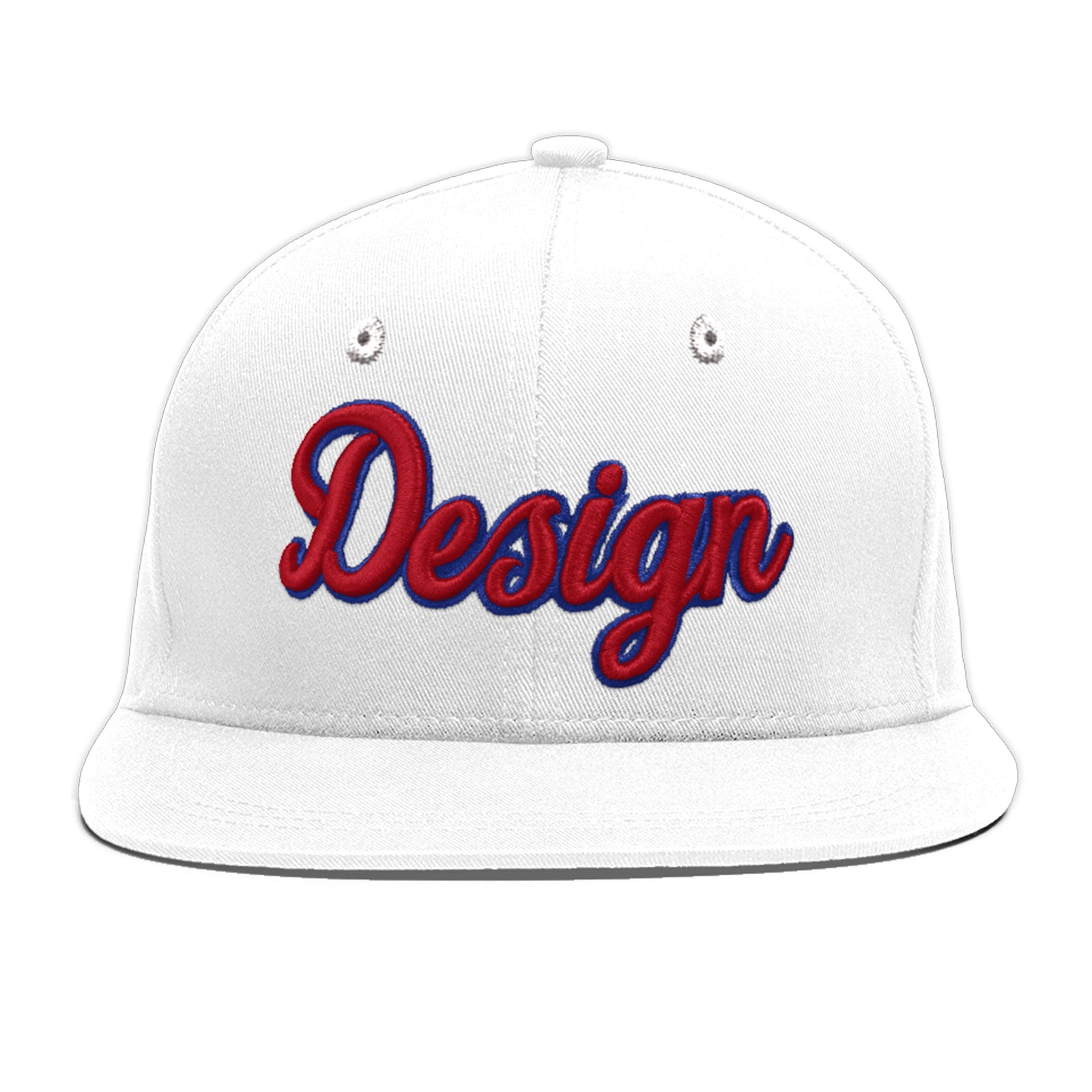 Custom White 3D Puff Embroidery Flat Embroidery Casual Sport Baseball Cap