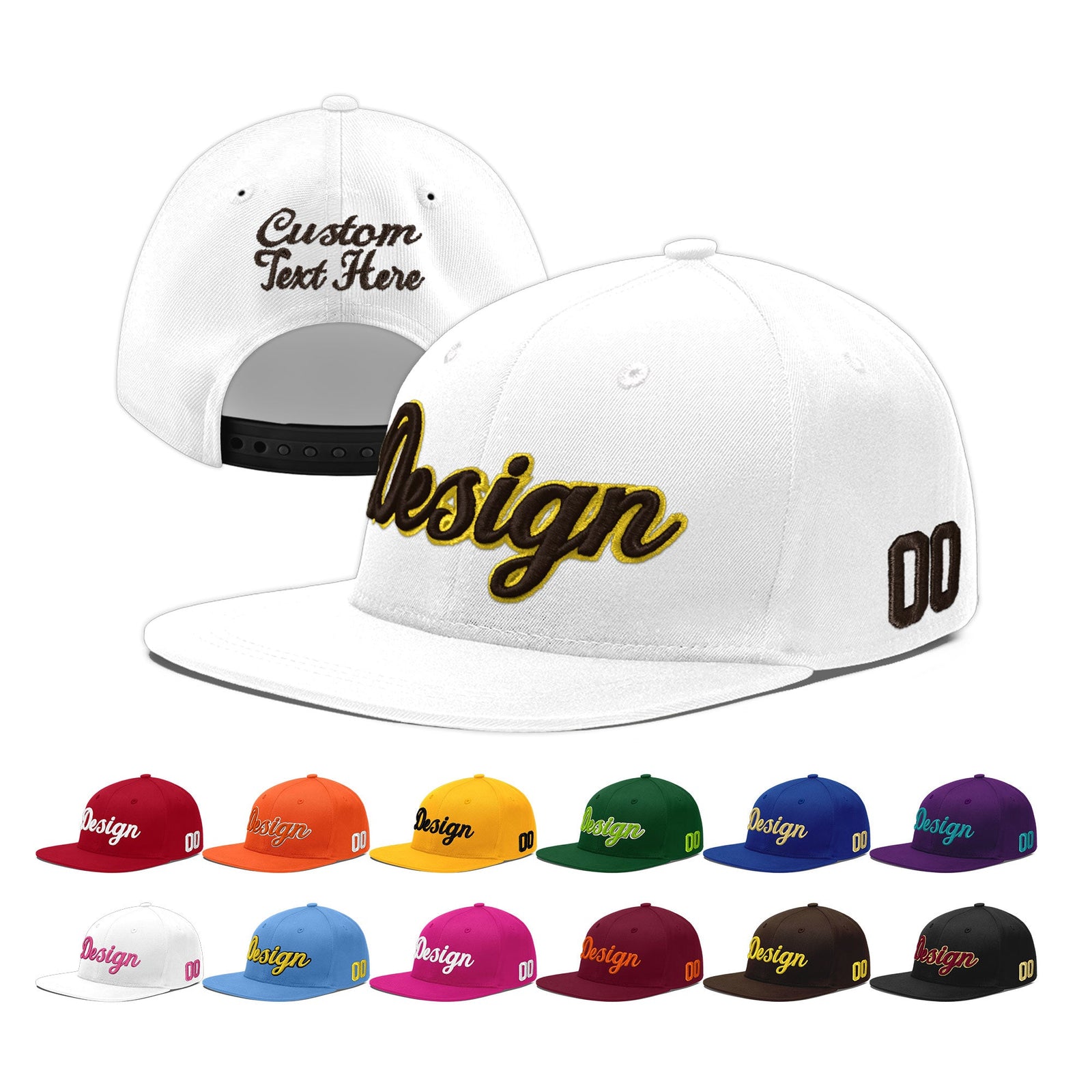 Custom White 3D Puff Embroidery Flat Embroidery Casual Sport Baseball Cap