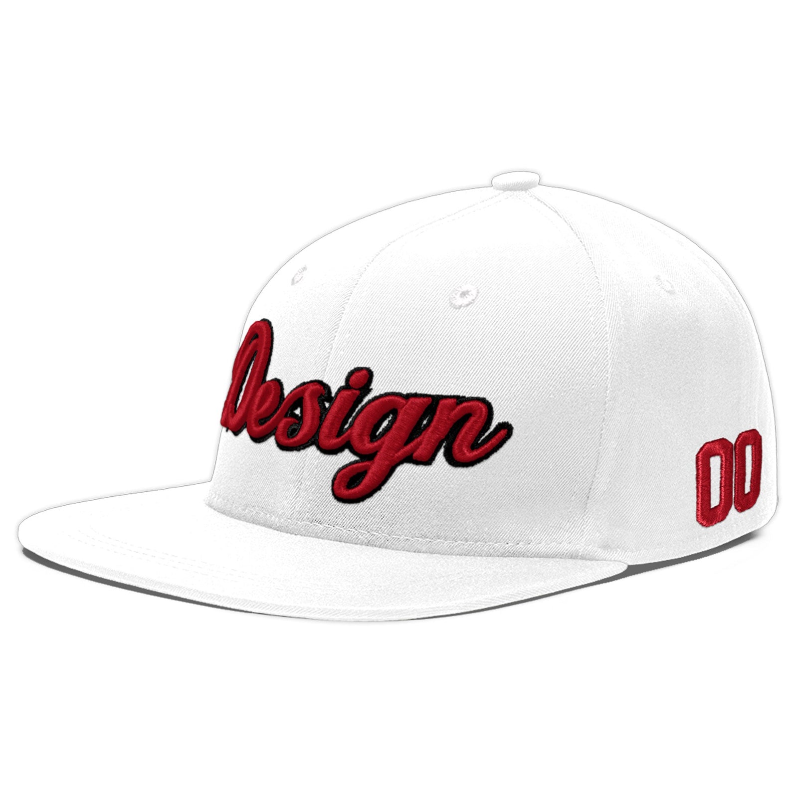 Custom White 3D Puff Embroidery Flat Embroidery Casual Sport Baseball Cap