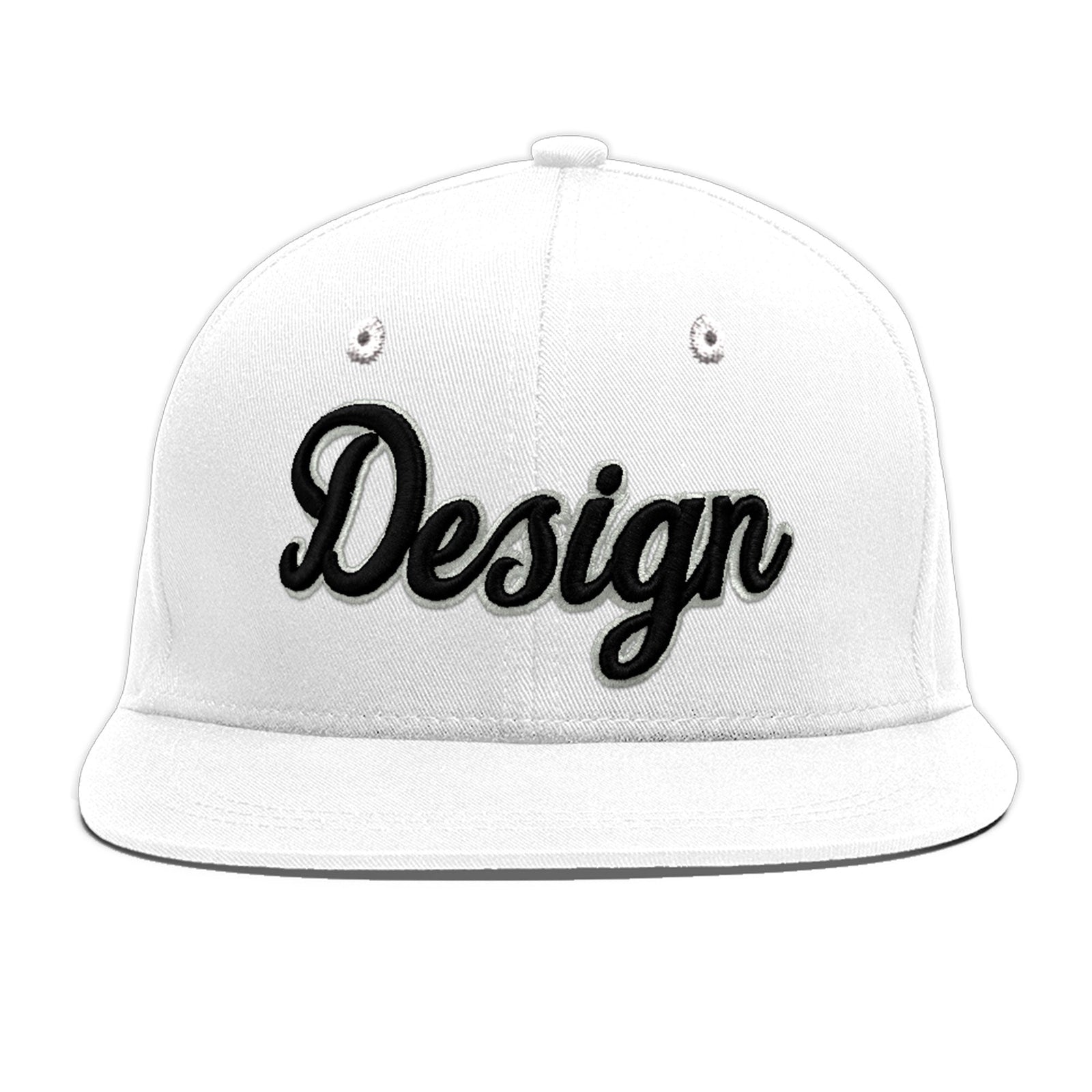 Custom White 3D Puff Embroidery Flat Embroidery Casual Sport Baseball Cap