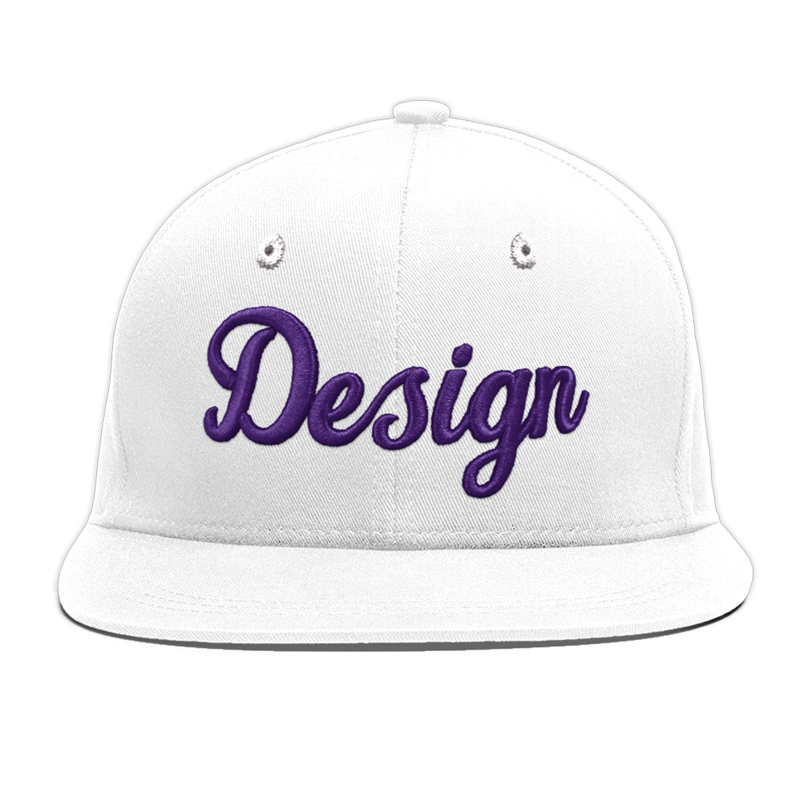 Custom White 3D Puff Embroidery Flat Embroidery Casual Sport Baseball Cap