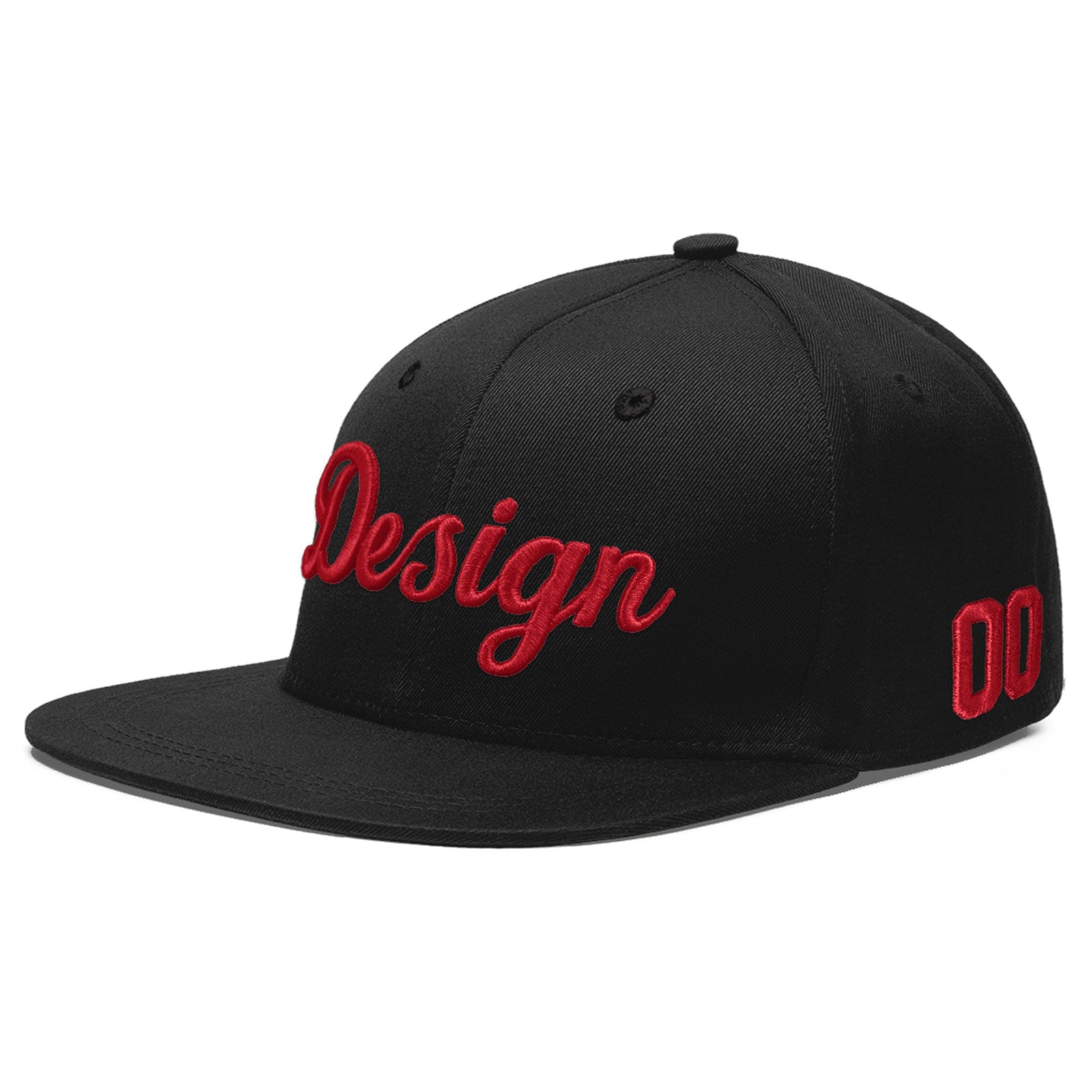 Custom Black 3D Puff Embroidery Flat Embroidery Casual Sport Baseball Cap