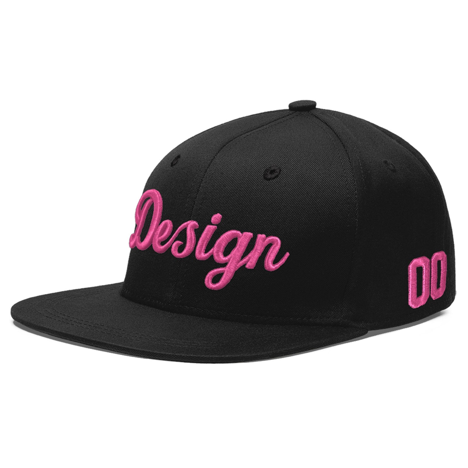 Custom Black 3D Puff Embroidery Flat Embroidery Casual Sport Baseball Cap