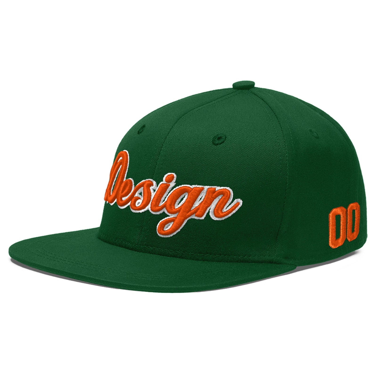 Custom Green 3D Puff Embroidery Flat Embroidery Casual Sport Baseball Cap