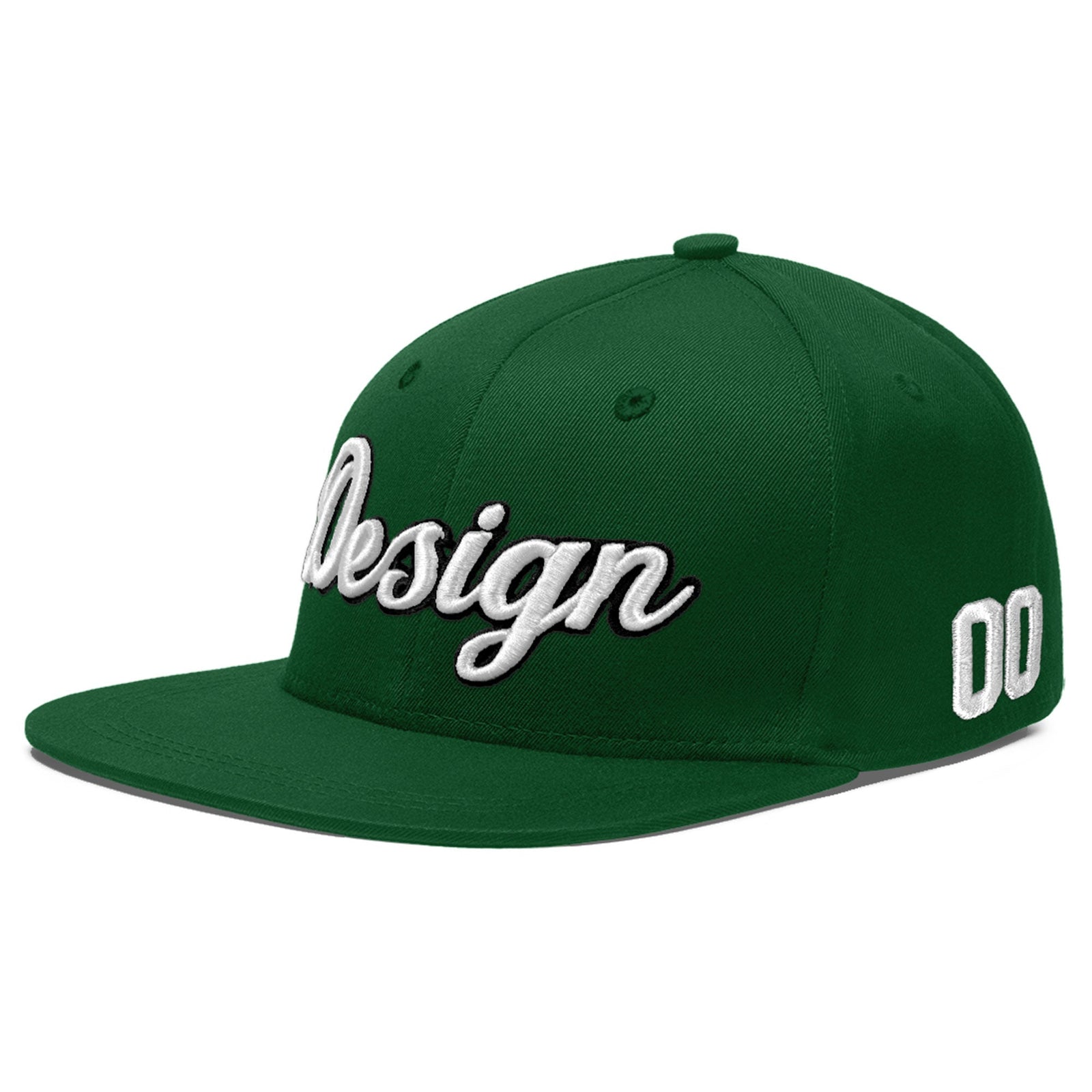Custom Green 3D Puff Embroidery Flat Embroidery Casual Sport Baseball Cap