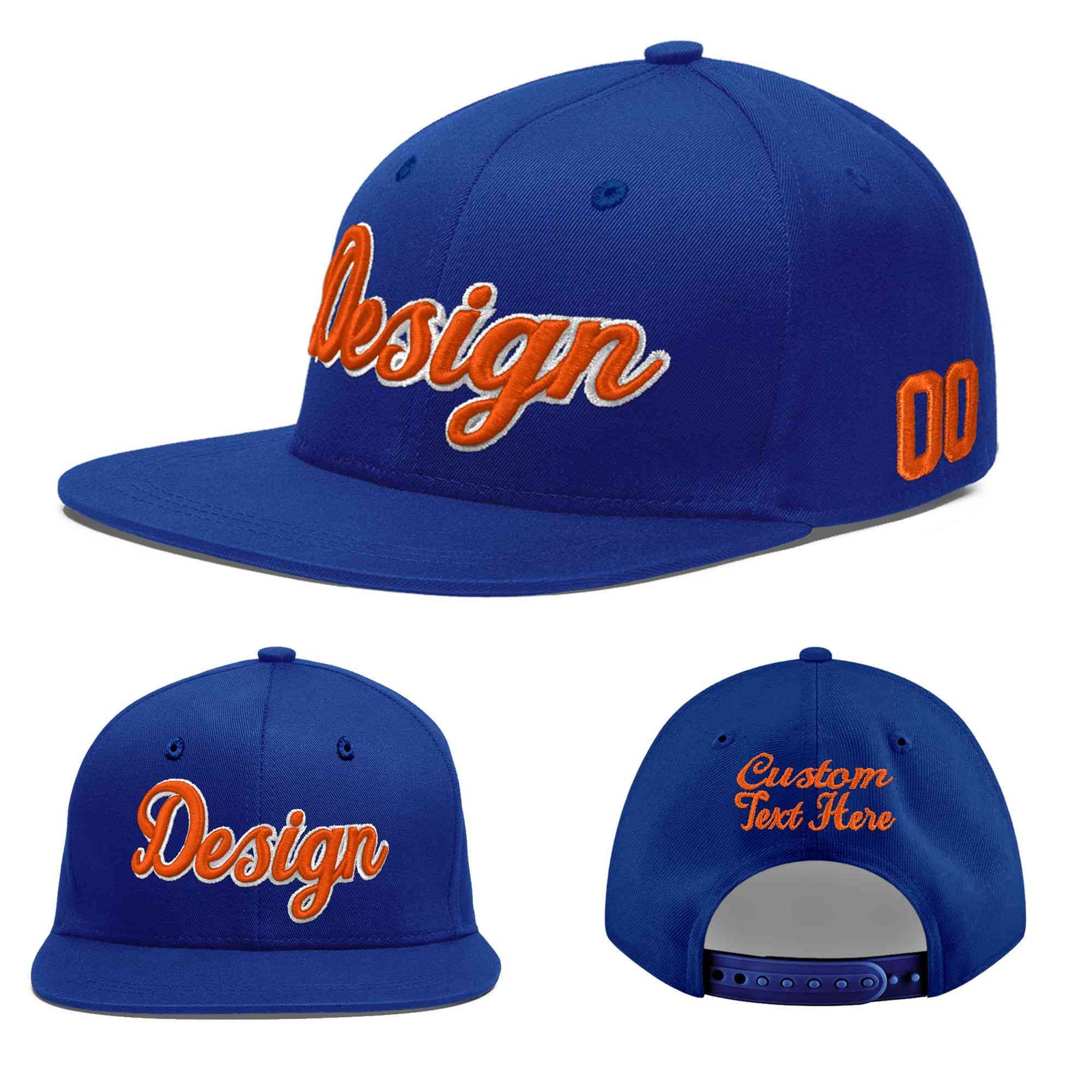 Custom Royal 3D Puff Embroidery Flat Embroidery Casual Sport Baseball Cap