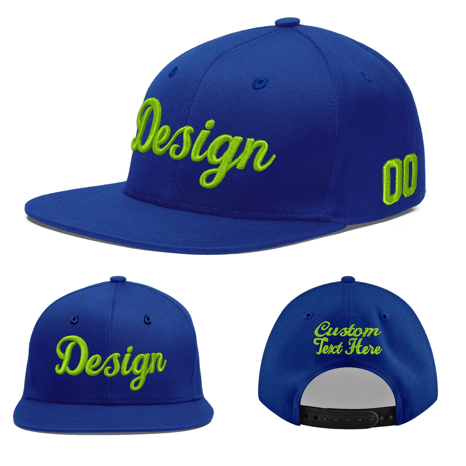 Custom Royal 3D Puff Embroidery Flat Embroidery Casual Sport Baseball Cap