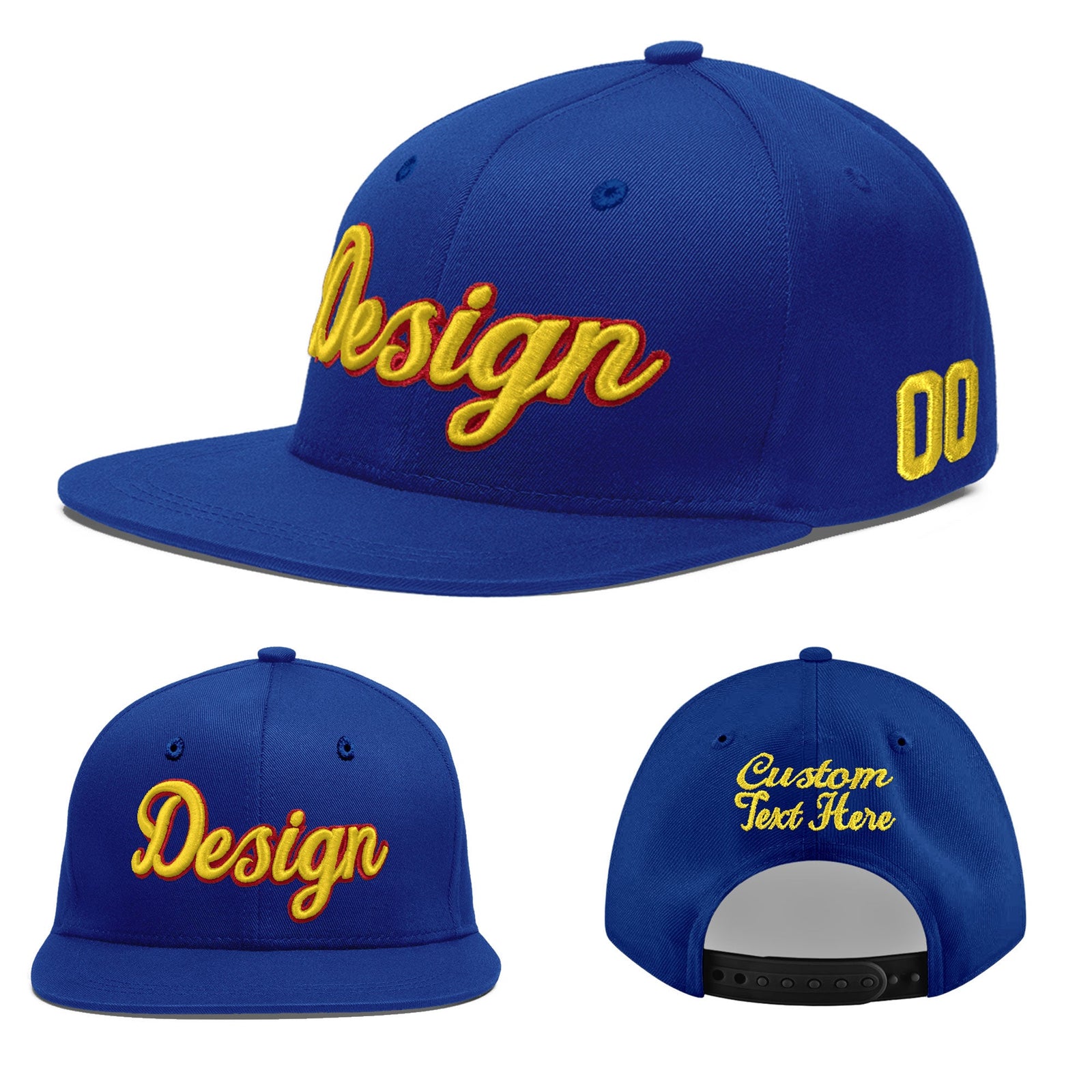 Custom Royal 3D Puff Embroidery Flat Embroidery Casual Sport Baseball Cap