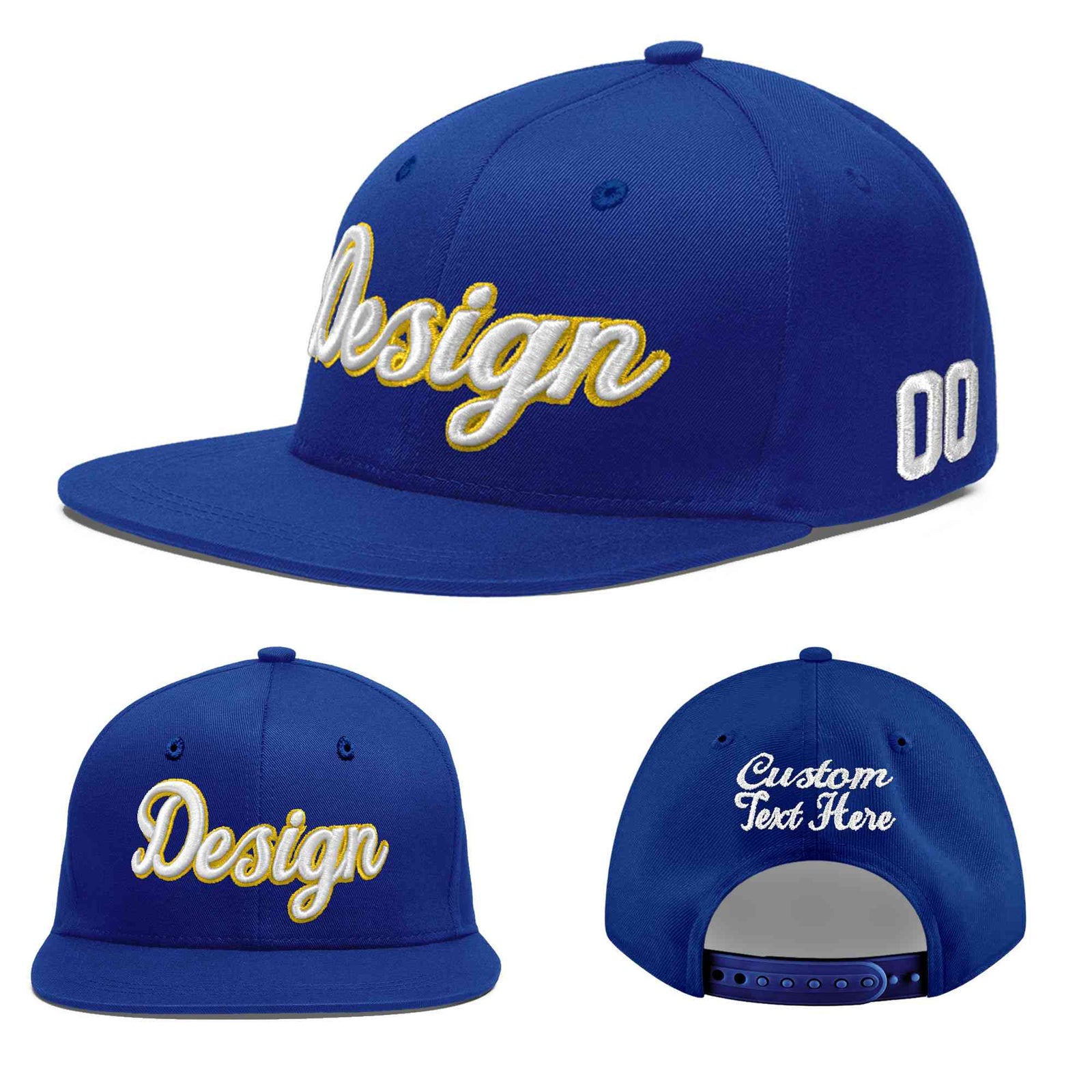 Custom Royal 3D Puff Embroidery Flat Embroidery Casual Sport Baseball Cap