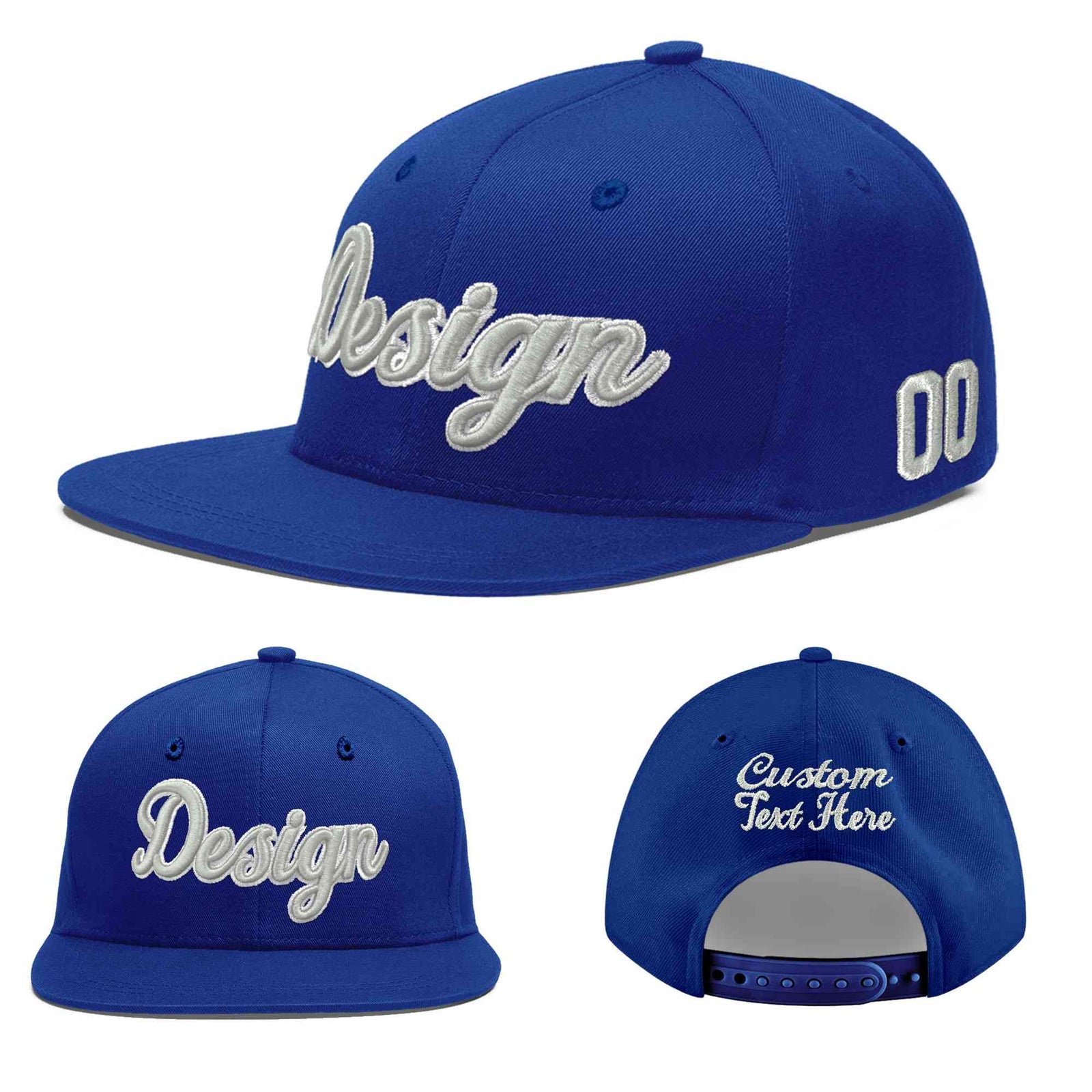 Custom Royal 3D Puff Embroidery Flat Embroidery Casual Sport Baseball Cap