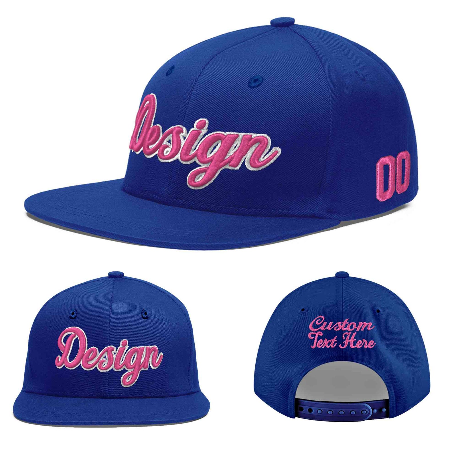Custom Royal 3D Puff Embroidery Flat Embroidery Casual Sport Baseball Cap