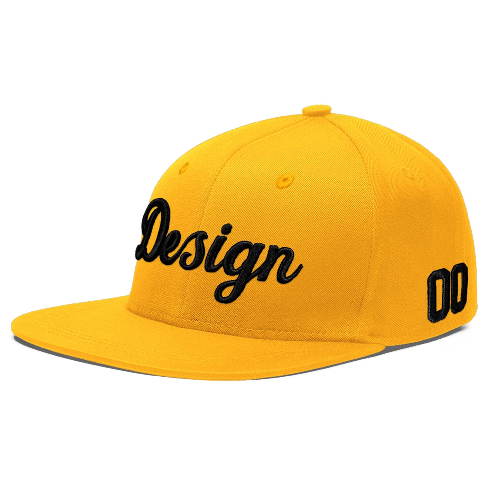 Custom Yellow 3D Puff Embroidery Flat Embroidery Casual Sport Baseball Cap