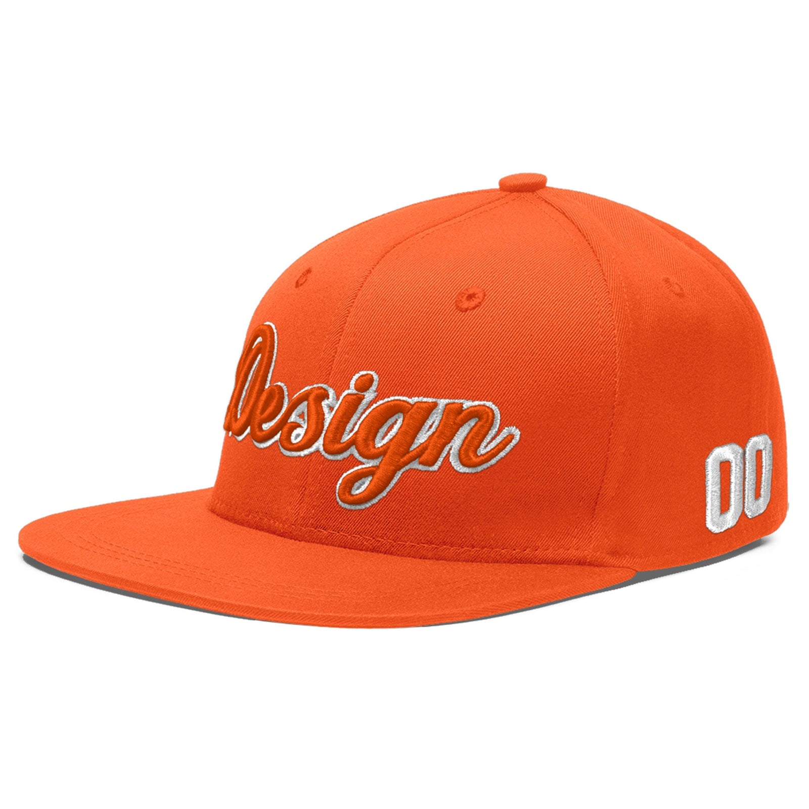 Custom Orange 3D Puff Embroidery Flat Embroidery Casual Sport Baseball Cap