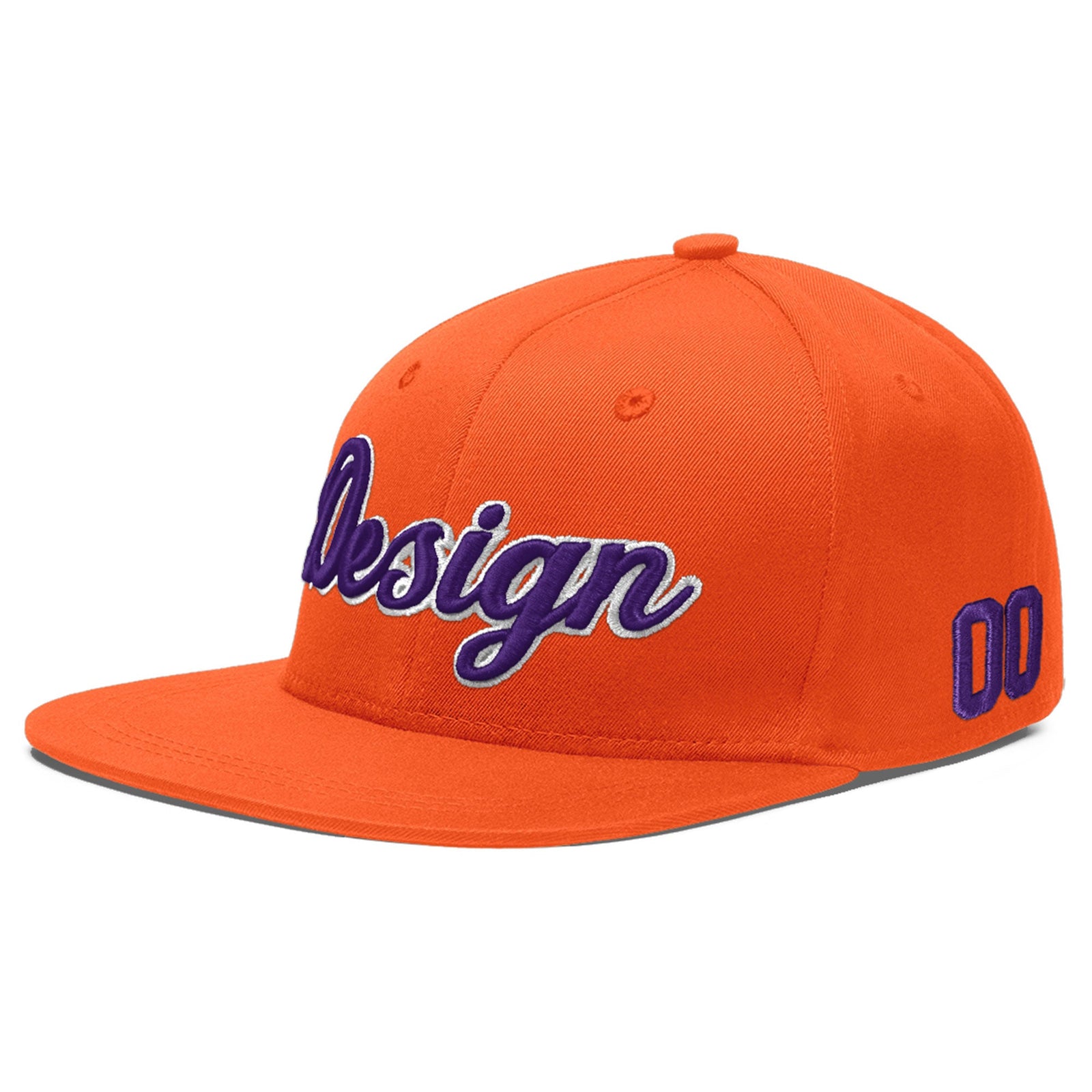 Custom Orange 3D Puff Embroidery Flat Embroidery Casual Sport Baseball Cap