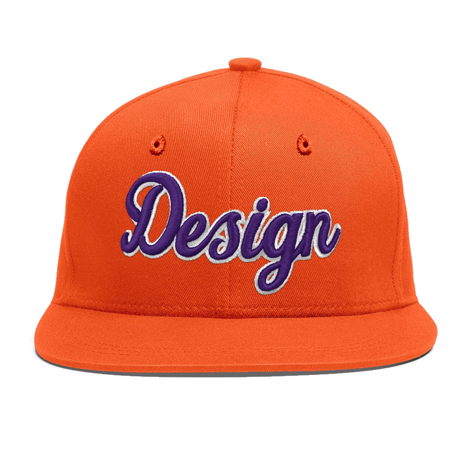 Custom Orange 3D Puff Embroidery Flat Embroidery Casual Sport Baseball Cap