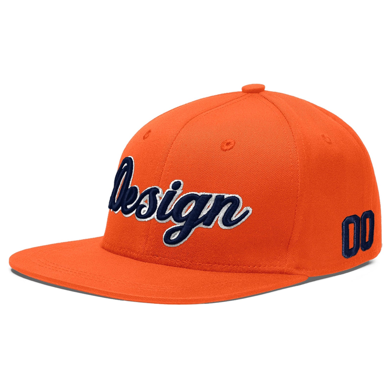 Custom Orange 3D Puff Embroidery Flat Embroidery Casual Sport Baseball Cap