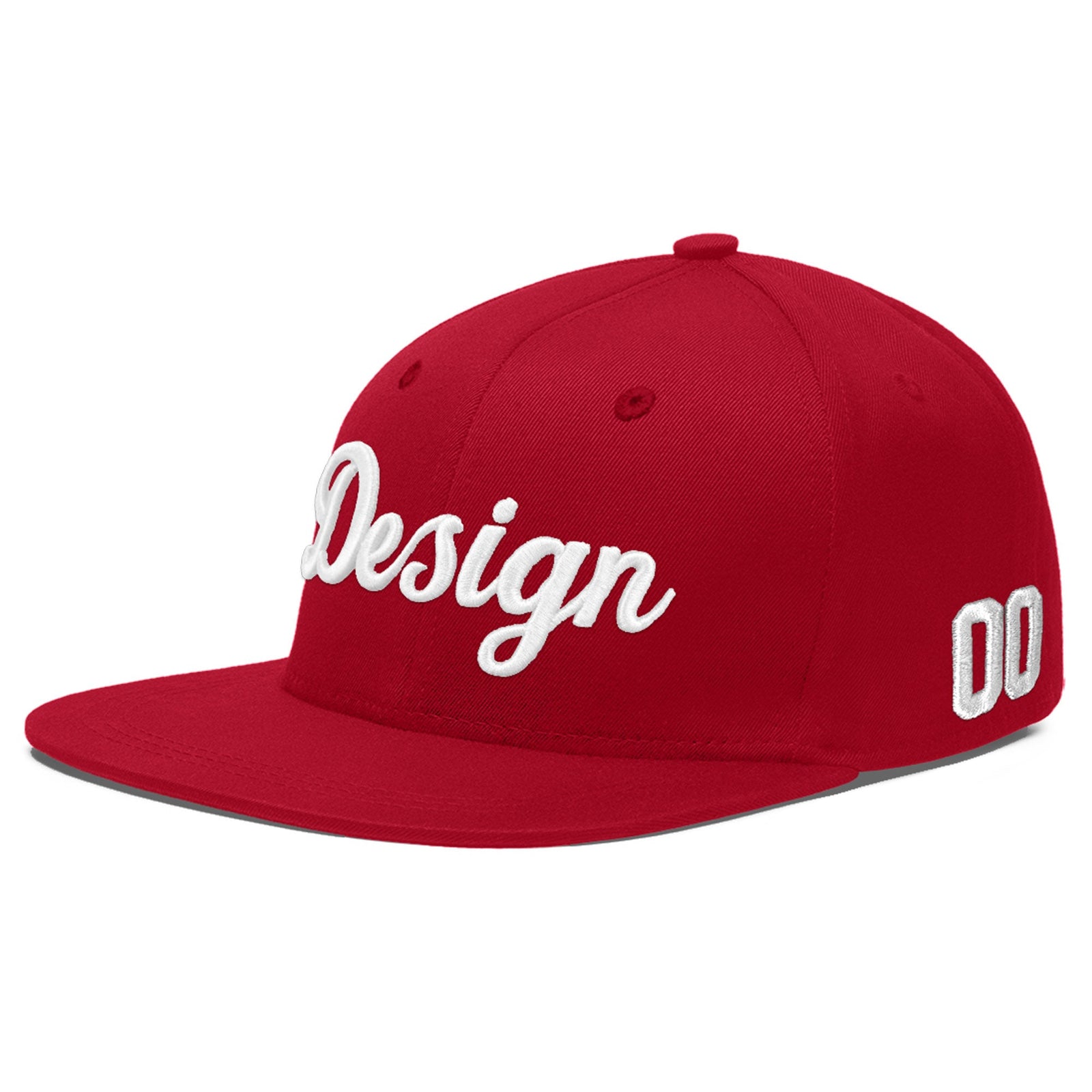 Custom Red 3D Puff Embroidery Flat Embroidery Casual Sport Baseball Cap