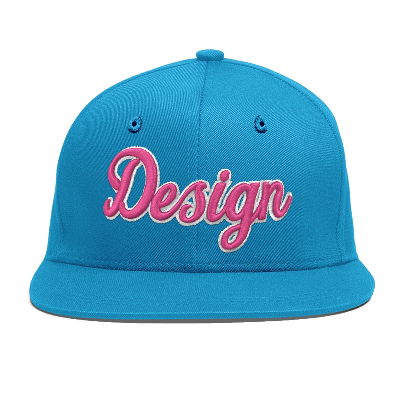 Custom Light Blue 3D Puff Embroidery Flat Embroidery Casual Sport Baseball Cap
