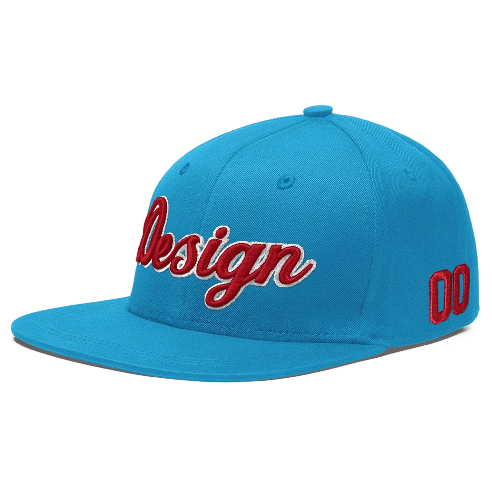Custom Light Blue 3D Puff Embroidery Flat Embroidery Casual Sport Baseball Cap