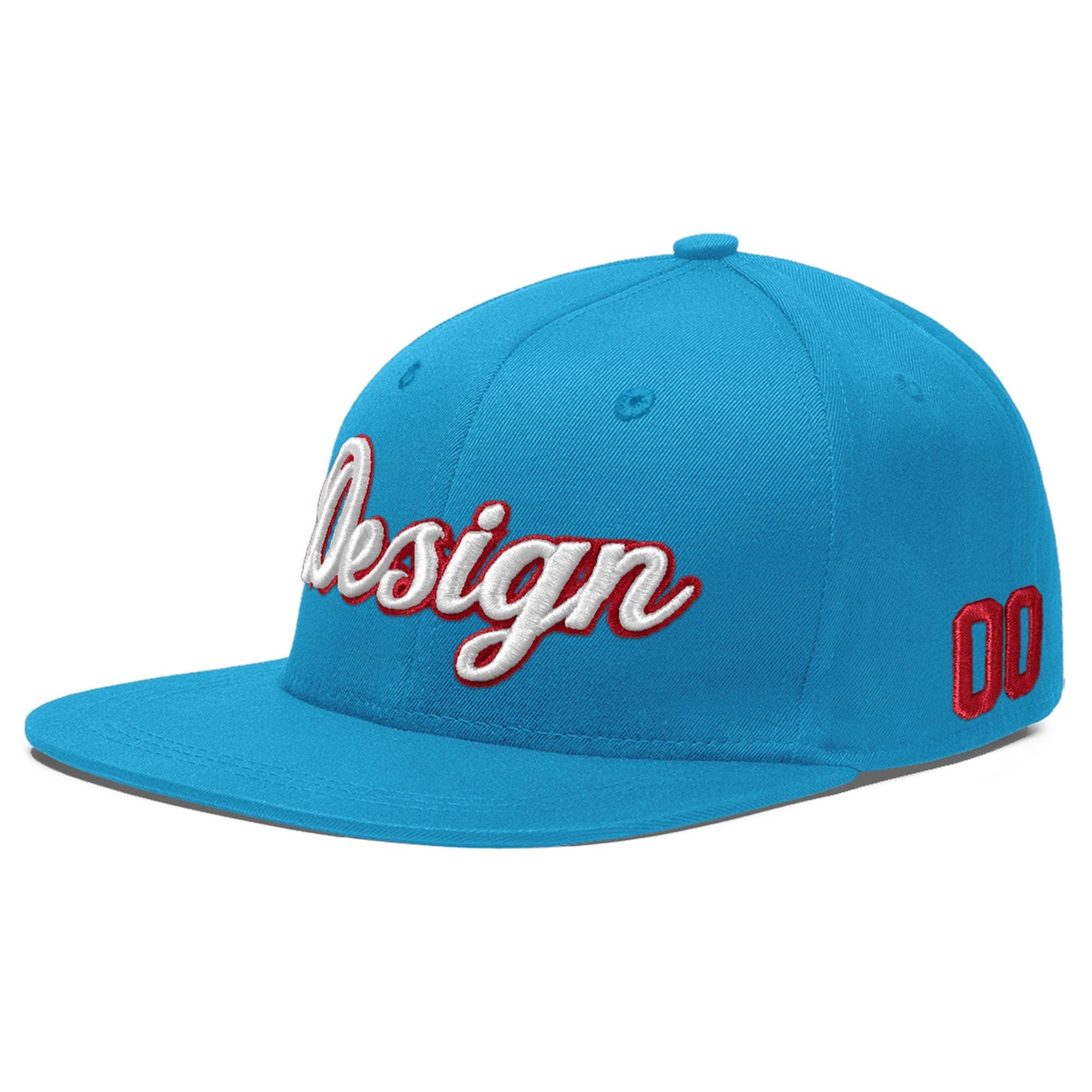 Custom Light Blue 3D Puff Embroidery Flat Embroidery Casual Sport Baseball Cap