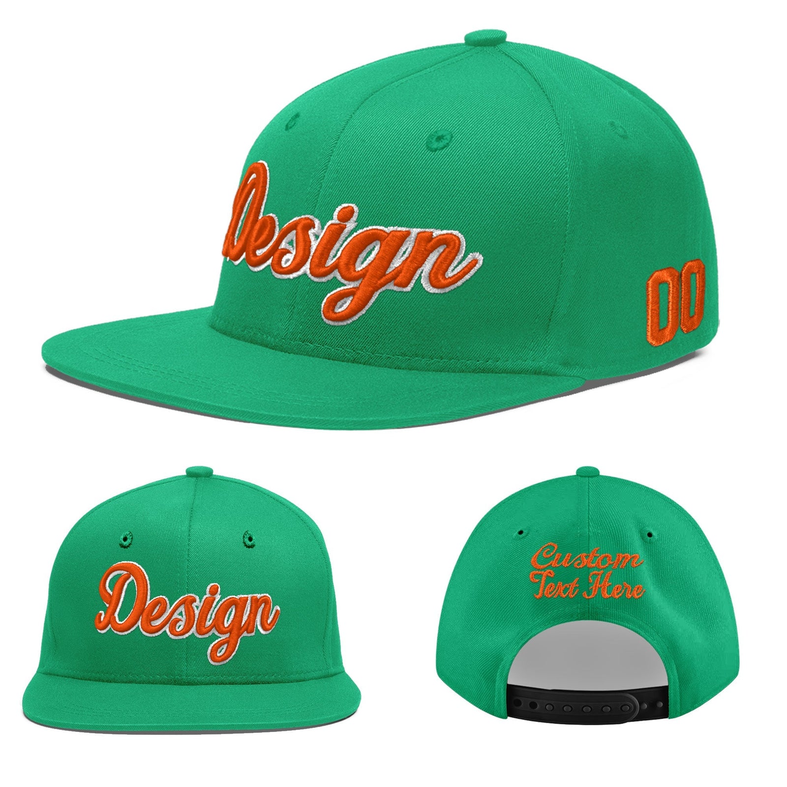 Custom Aqua 3D Puff Embroidery Flat Embroidery Casual Sport Baseball Cap