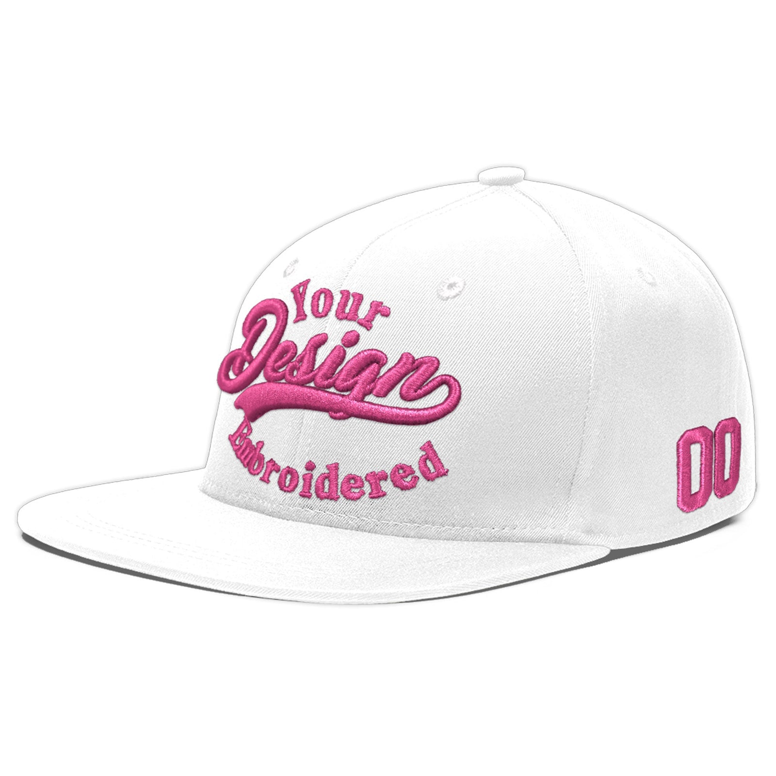 Custom White 3D Puff Embroidery Flat Embroidery Casual Sport Baseball Cap