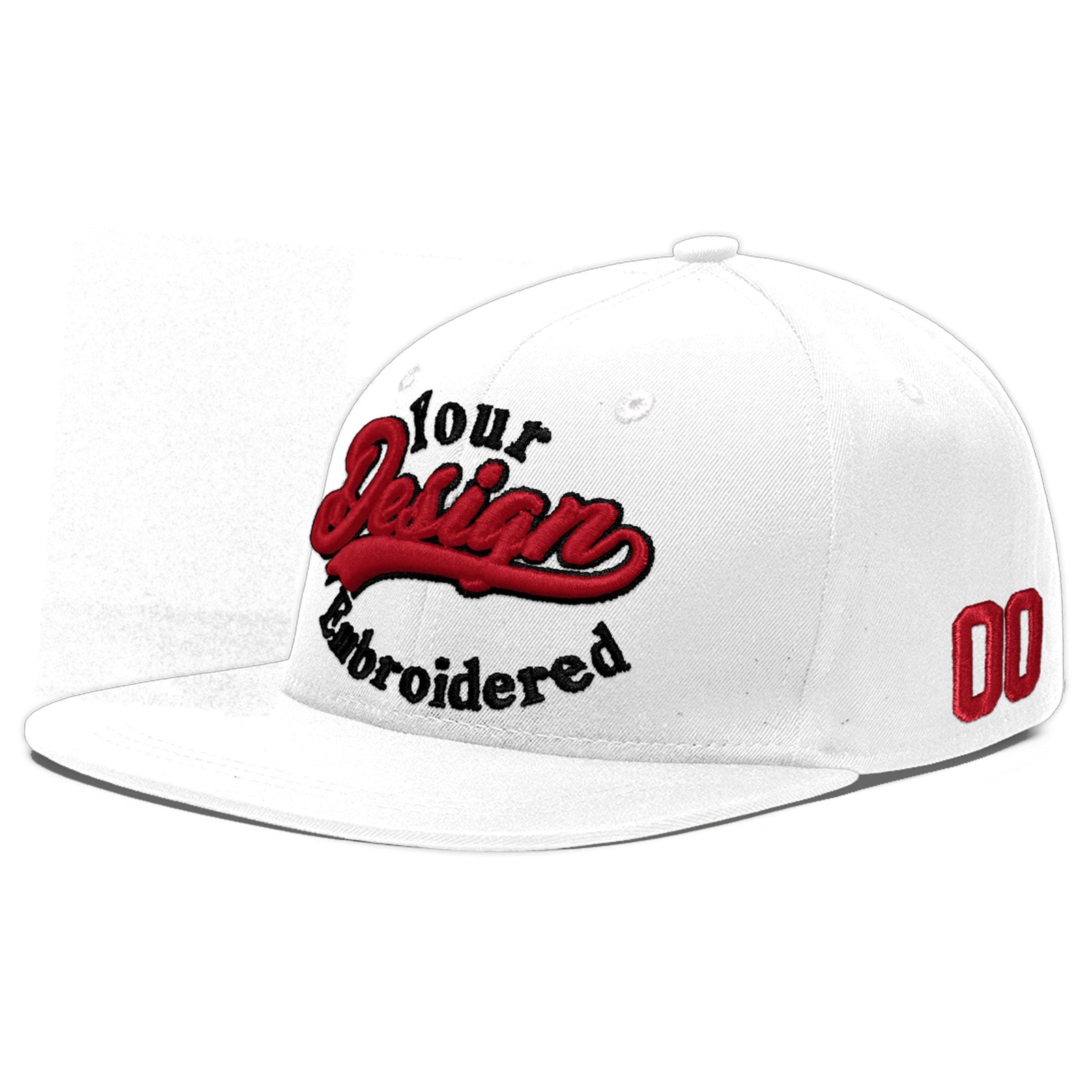 Custom White 3D Puff Embroidery Flat Embroidery Casual Sport Baseball Cap