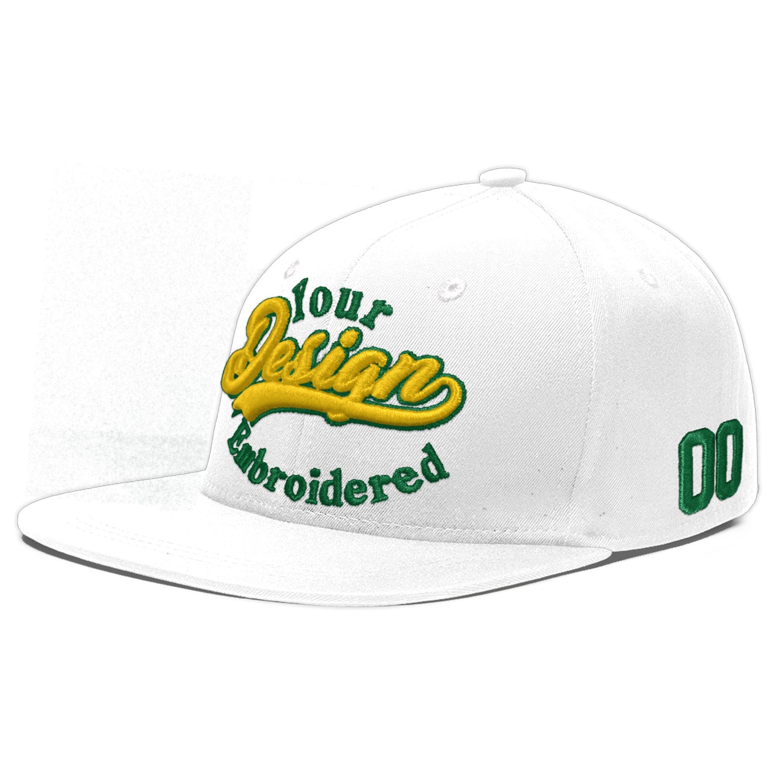 Custom White 3D Puff Embroidery Flat Embroidery Casual Sport Baseball Cap