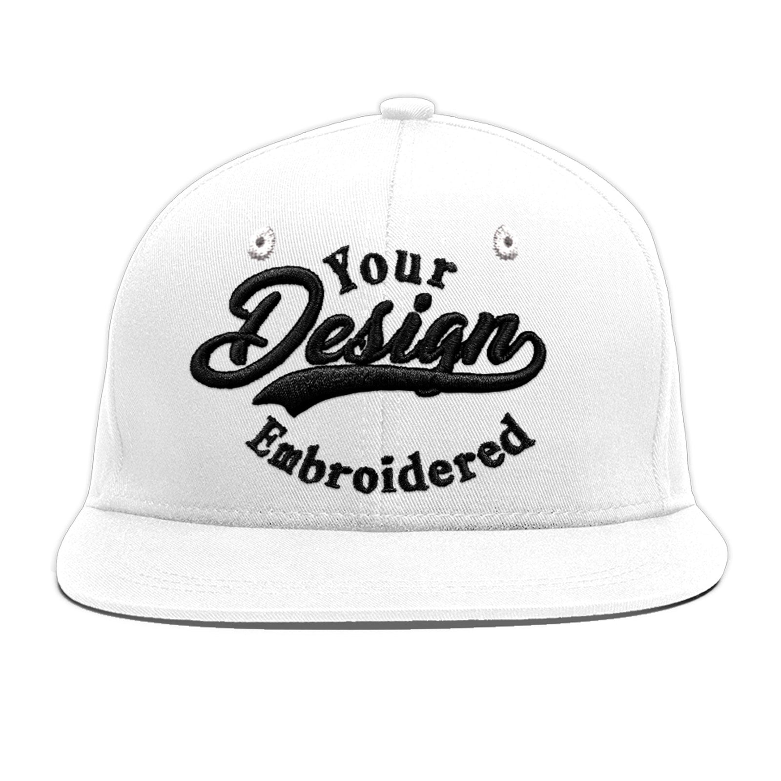 Custom White 3D Puff Embroidery Flat Embroidery Casual Sport Baseball Cap
