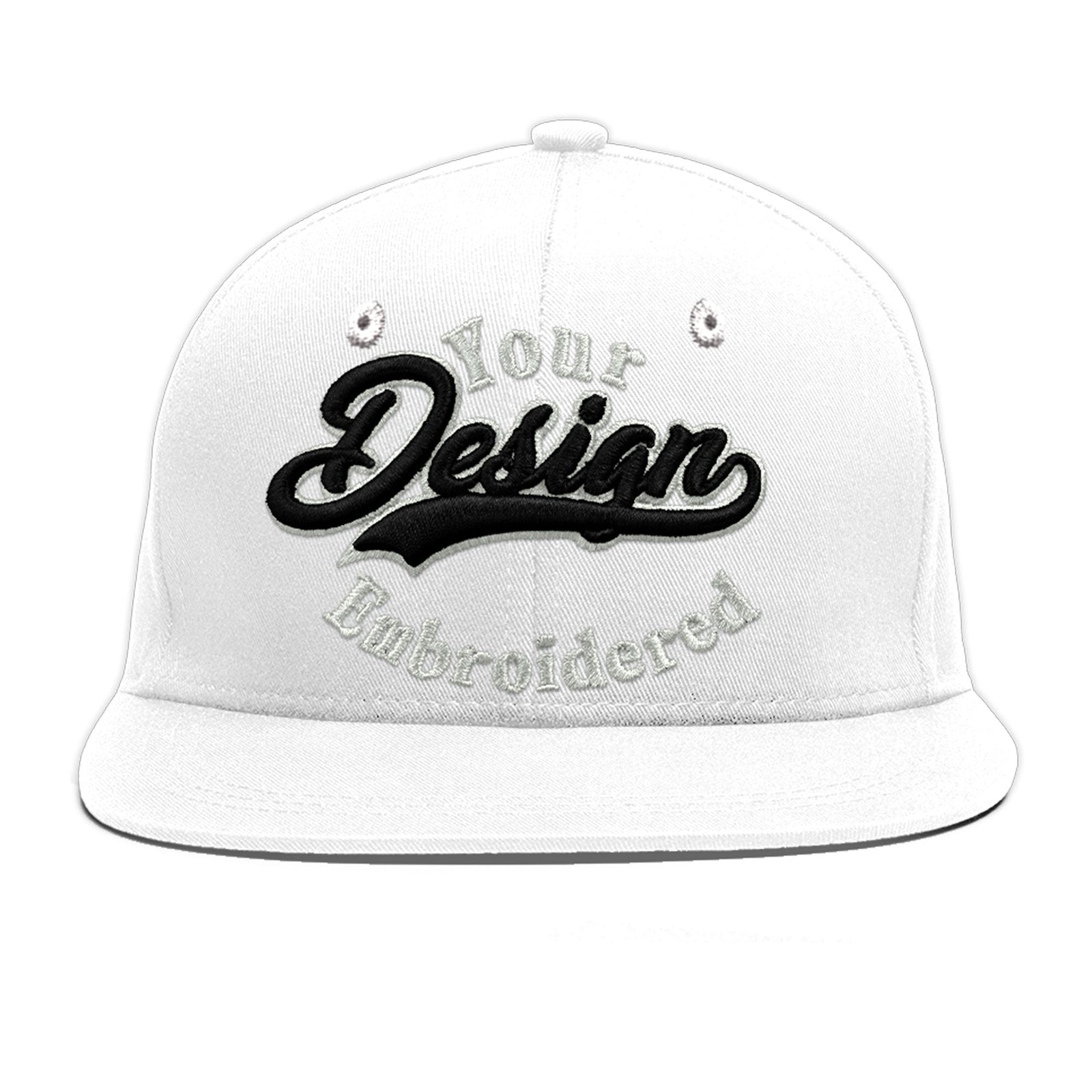 Custom White 3D Puff Embroidery Flat Embroidery Casual Sport Baseball Cap
