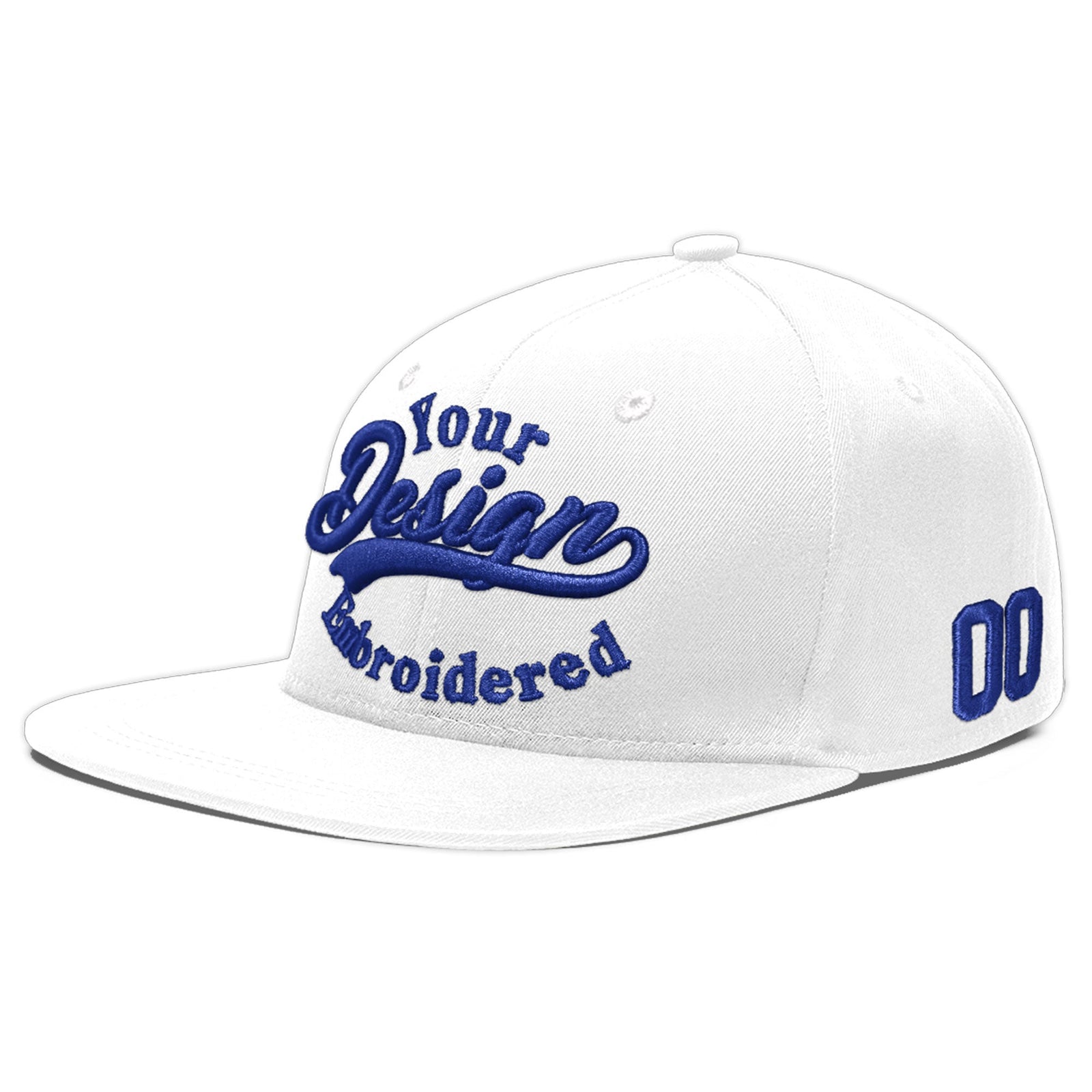 Custom White 3D Puff Embroidery Flat Embroidery Casual Sport Baseball Cap