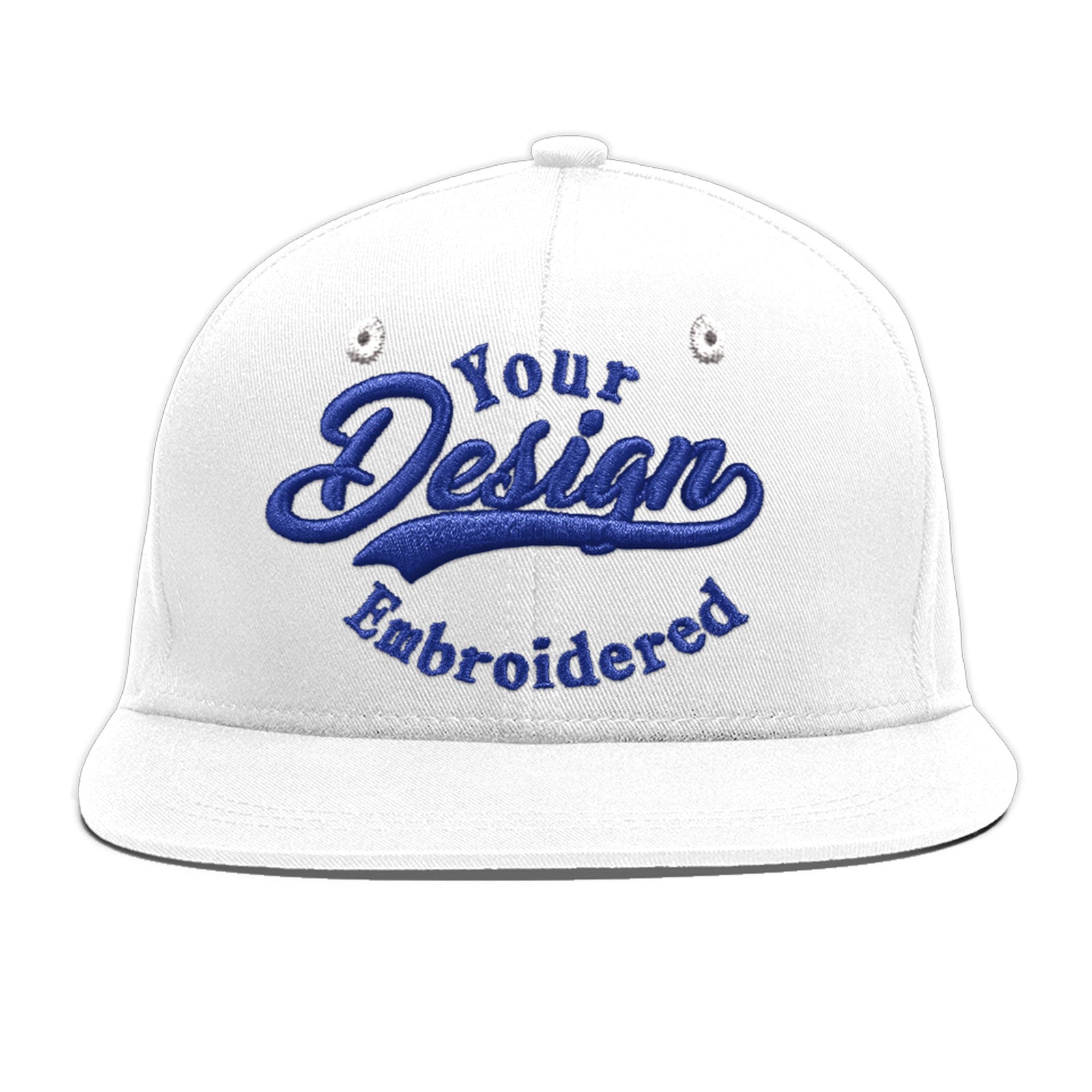 Custom White 3D Puff Embroidery Flat Embroidery Casual Sport Baseball Cap