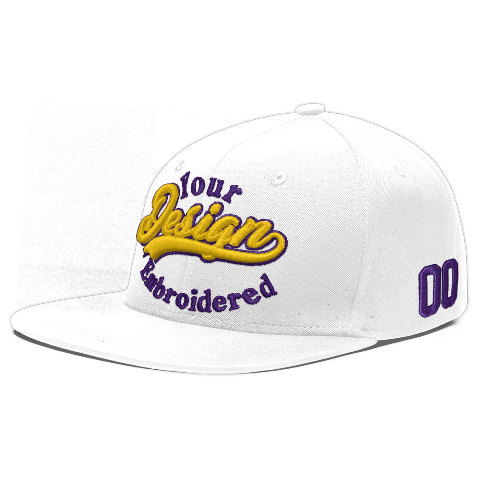 Custom White 3D Puff Embroidery Flat Embroidery Casual Sport Baseball Cap