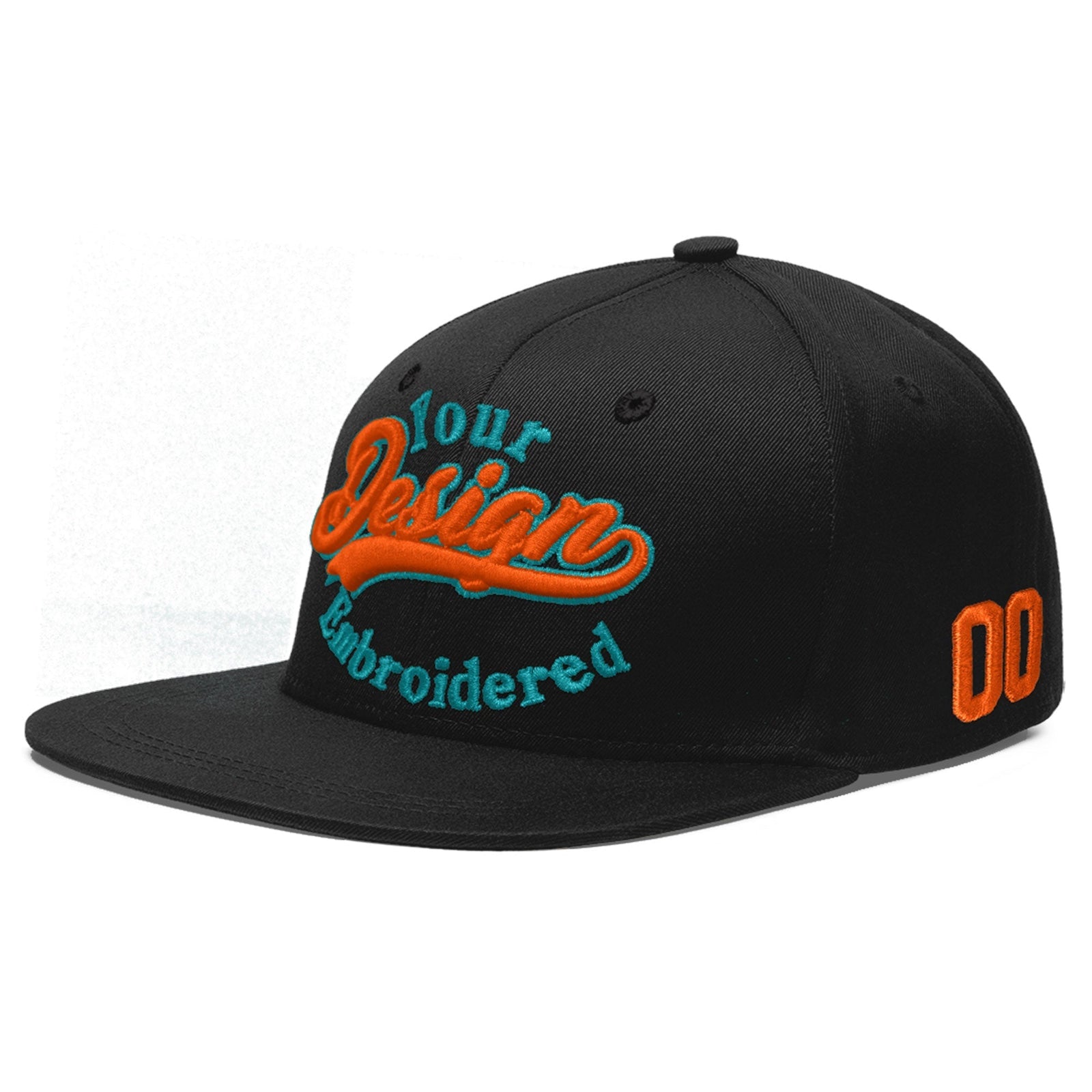 Custom Black 3D Puff Embroidery Flat Embroidery Casual Sport Baseball Cap