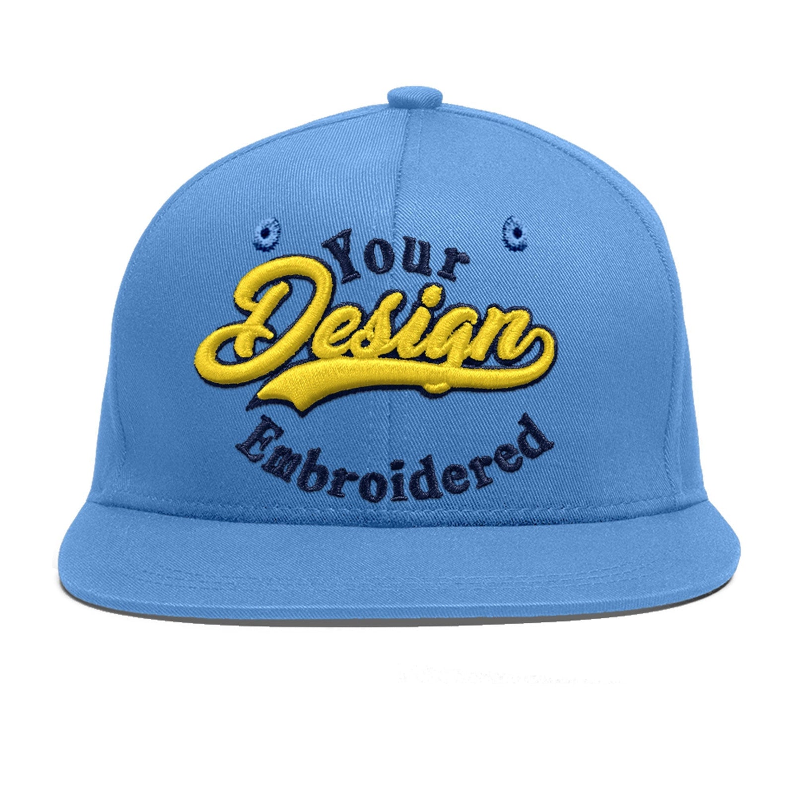 Custom Light Blue 3D Puff Embroidery Flat Embroidery Casual Sport Baseball Cap