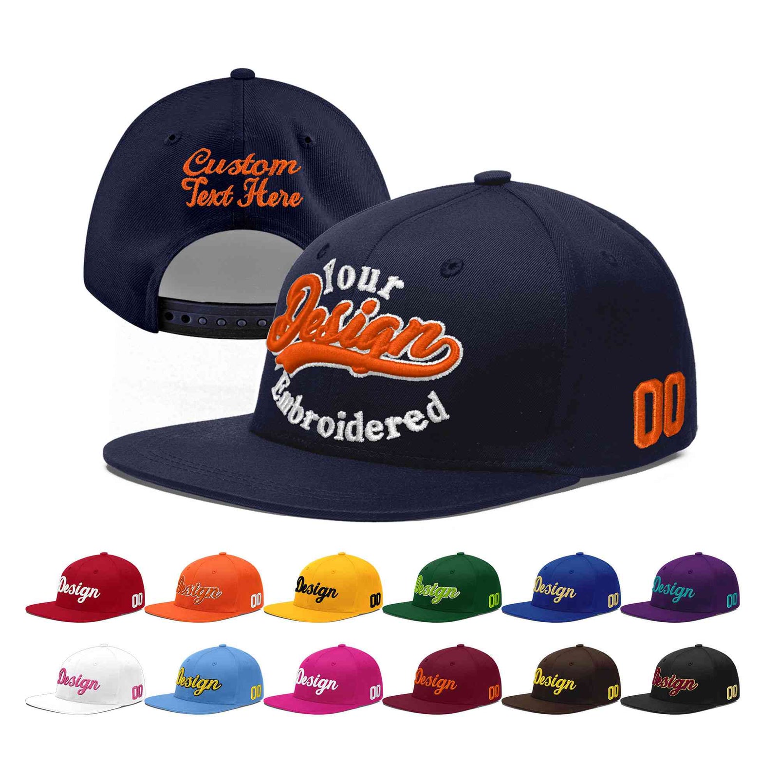 Custom Navy 3D Puff Embroidery Flat Embroidery Casual Sport Baseball Cap