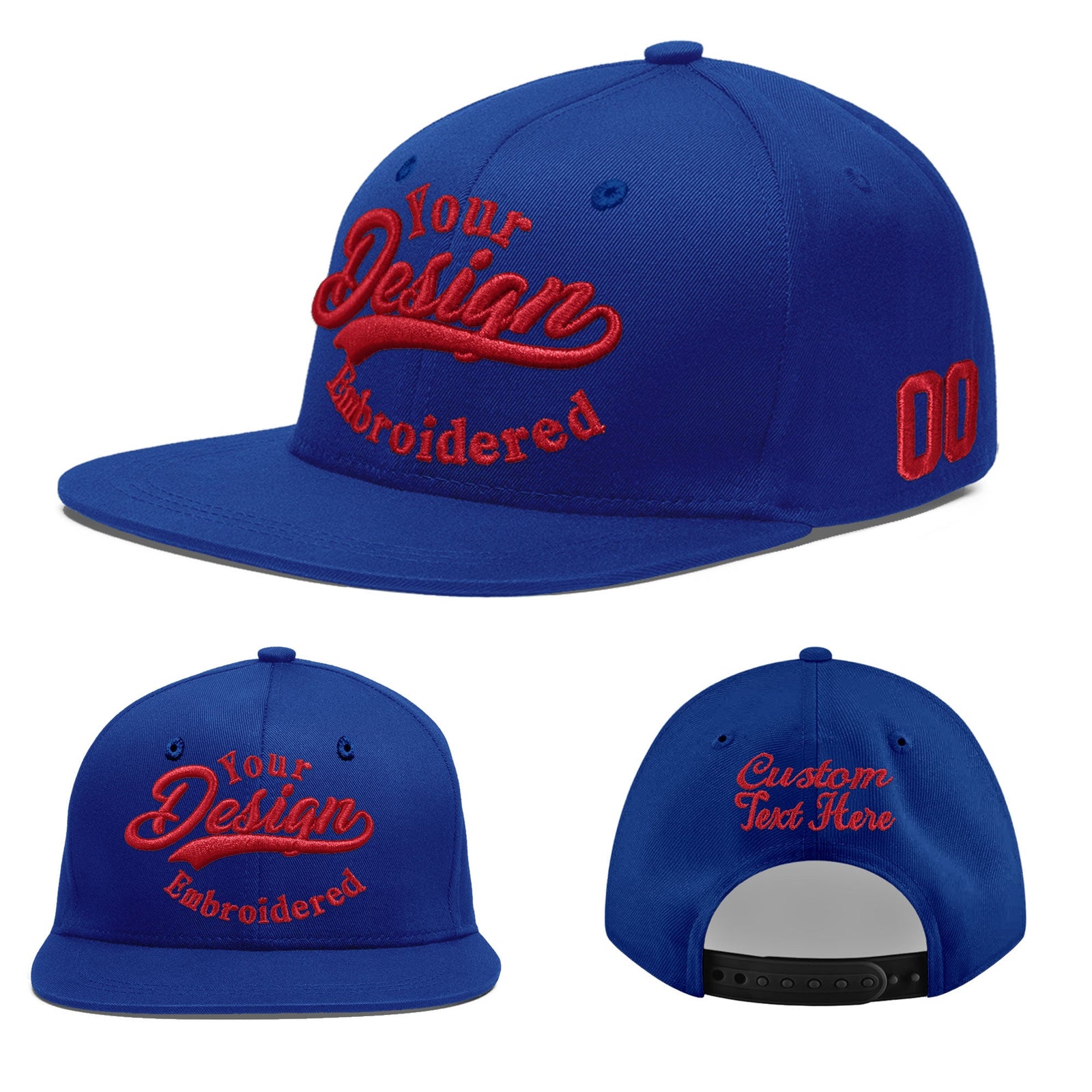 Custom Royal 3D Puff Embroidery Flat Embroidery Casual Sport Baseball Cap