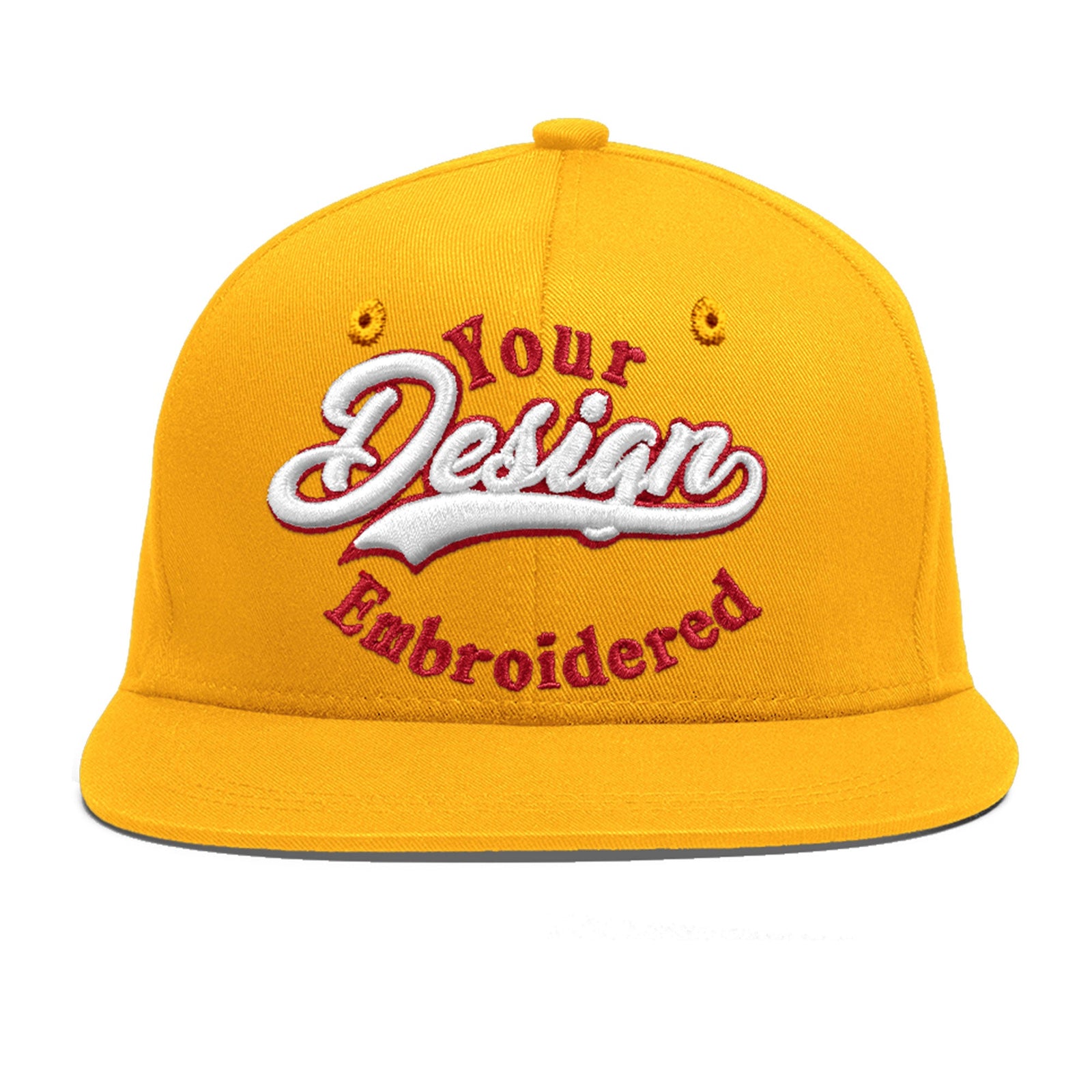 Custom Yellow 3D Puff Embroidery Flat Embroidery Casual Sport Baseball Cap