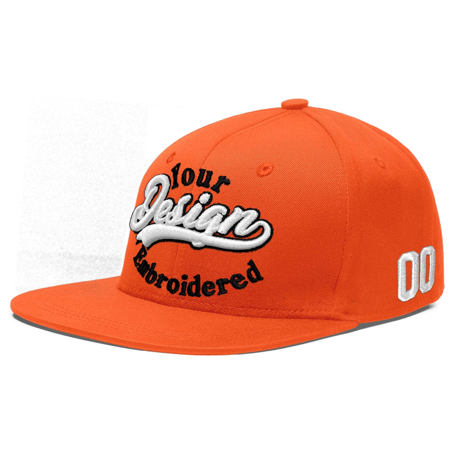 Custom Orange 3D Puff Embroidery Flat Embroidery Casual Sport Baseball Cap