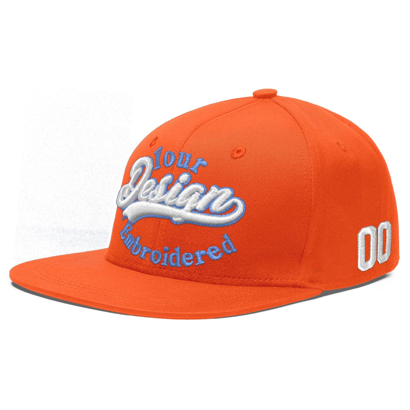 Custom Orange 3D Puff Embroidery Flat Embroidery Casual Sport Baseball Cap