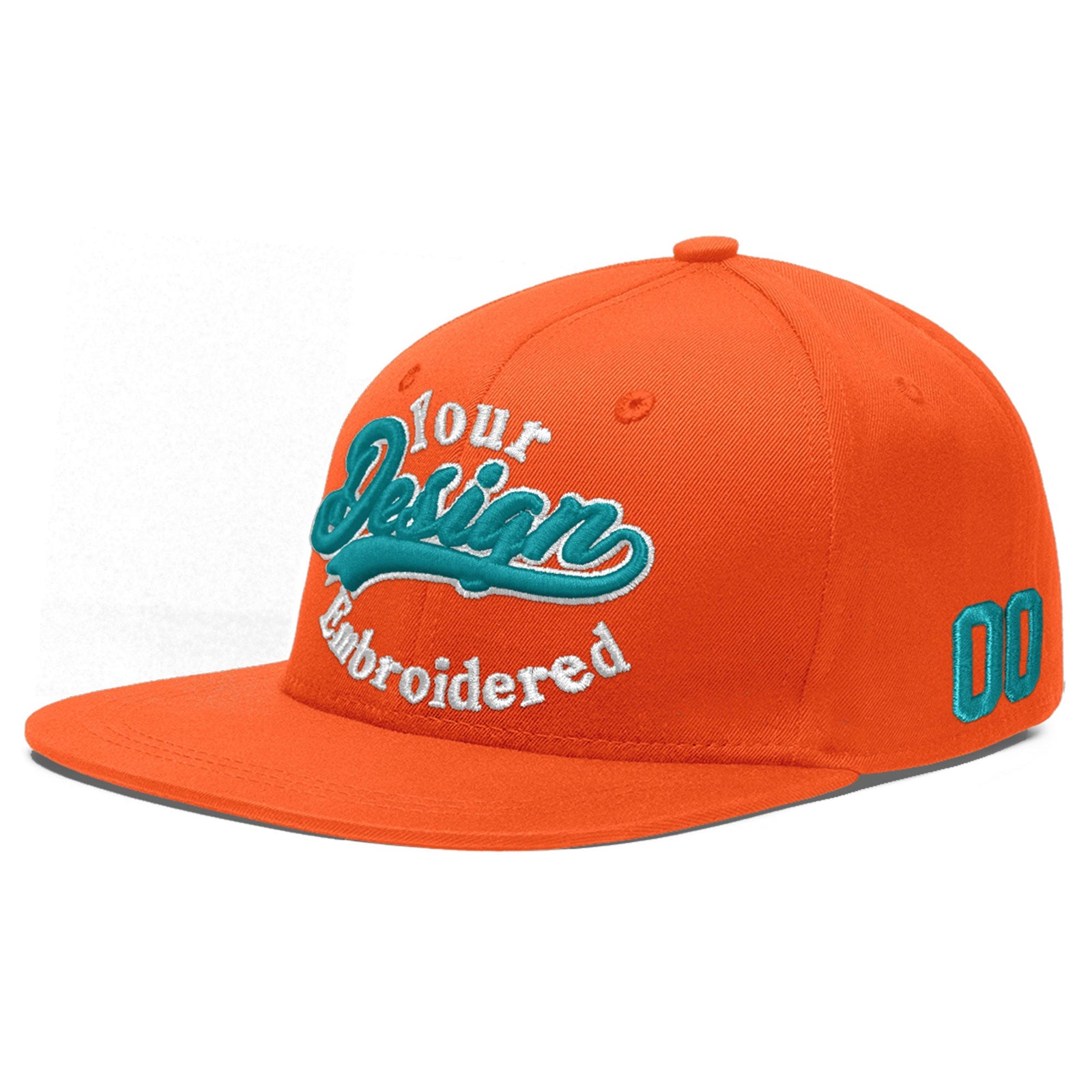 Custom Orange 3D Puff Embroidery Flat Embroidery Casual Sport Baseball Cap